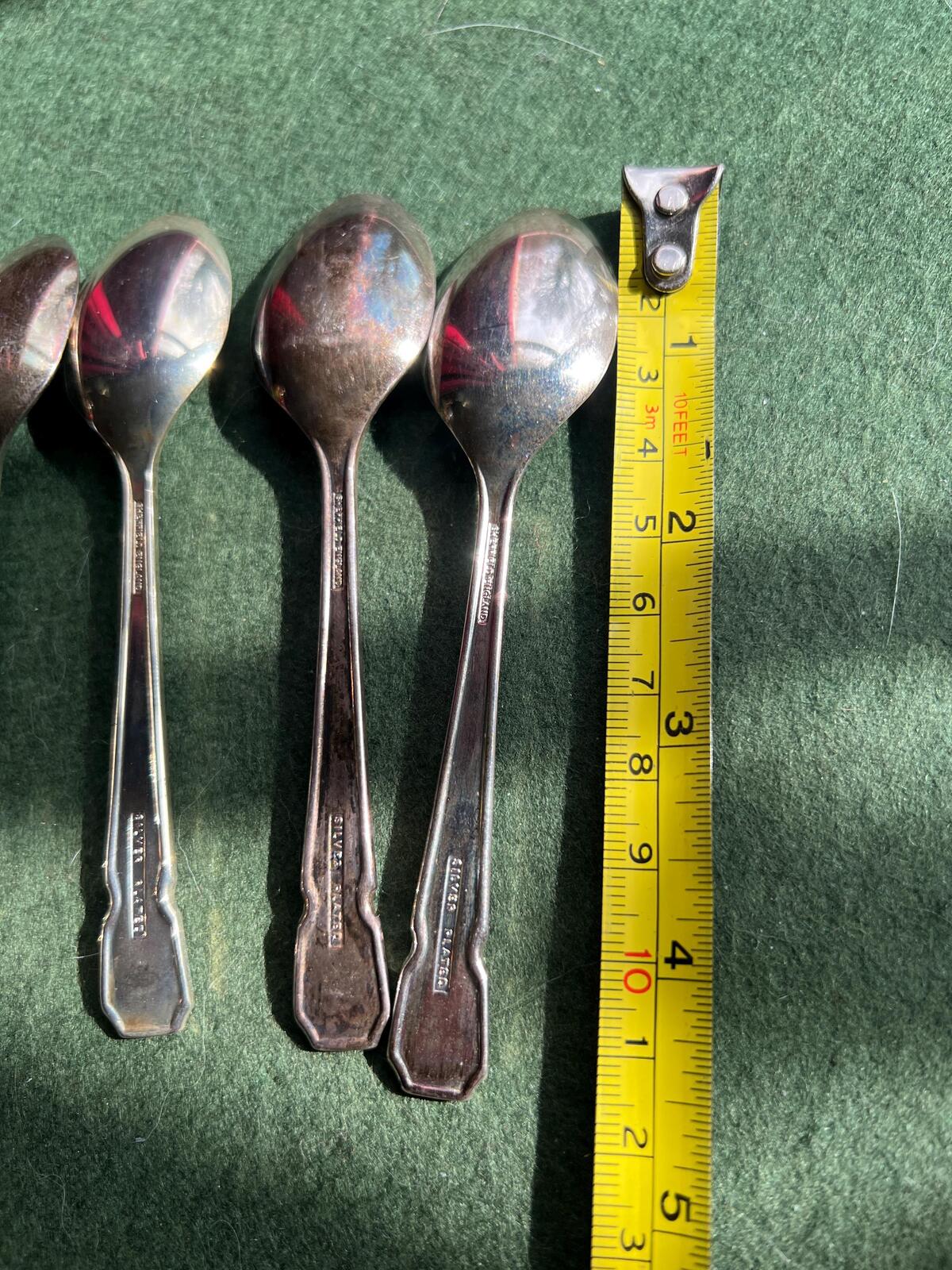Set 5 silver plated teaspoons Stamped Silver plated Sheffield England.