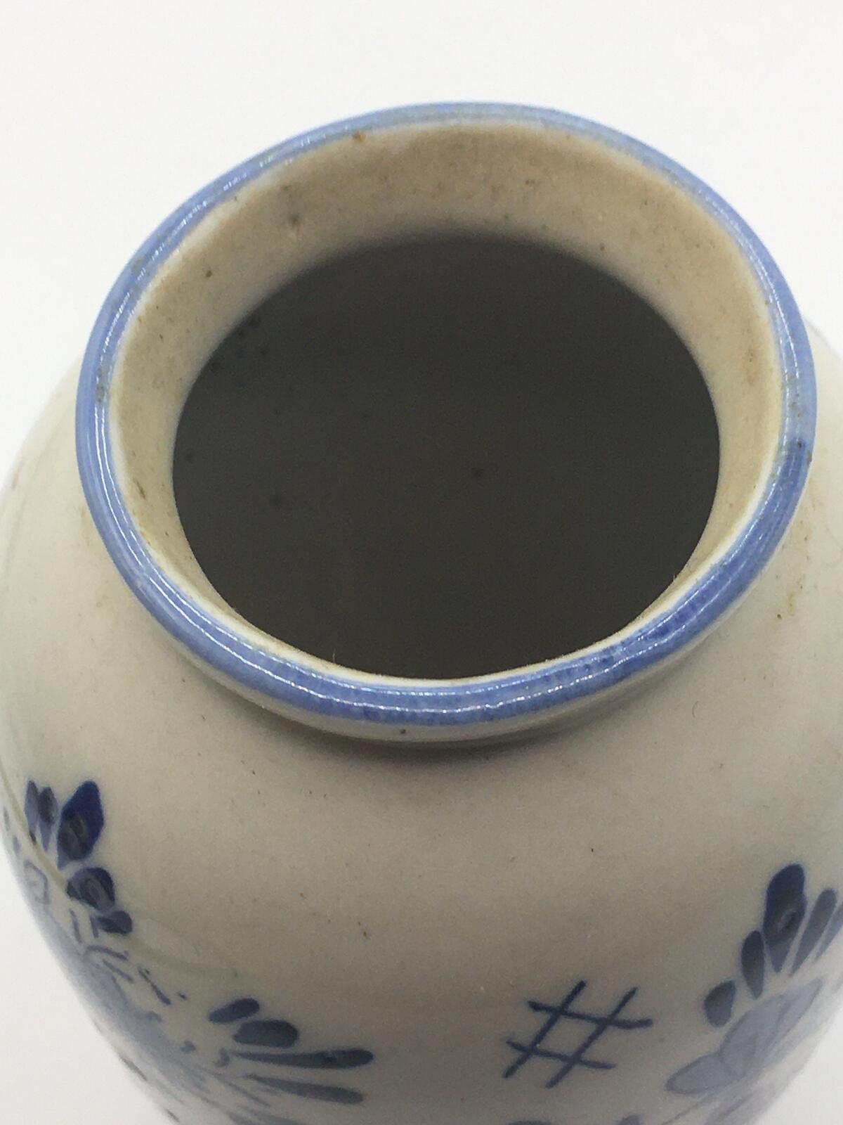 Delft Ware posy bud vase. Windmill and floral decoration Holland pottery vase