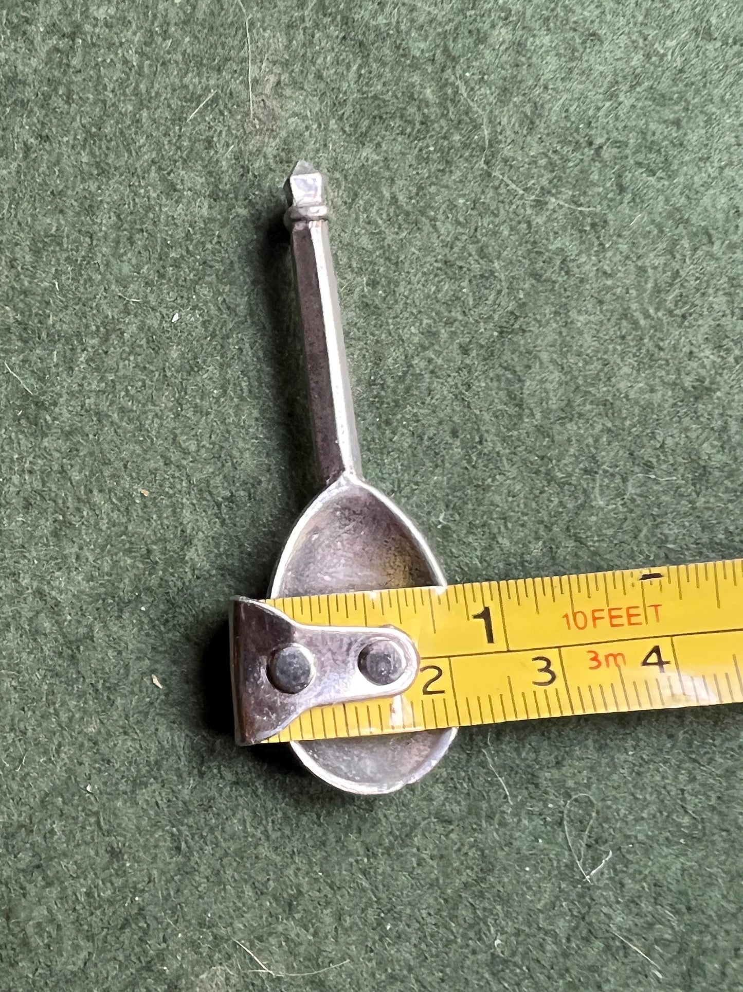 Vintage silver tone spoon pendant. Chatelaine style mini spoon.