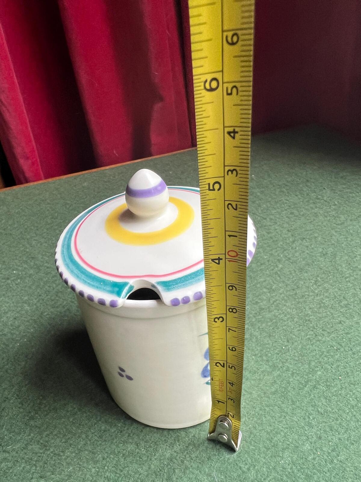 Poole Pottery Jam honey pot. Hand painted floral conserve pot.