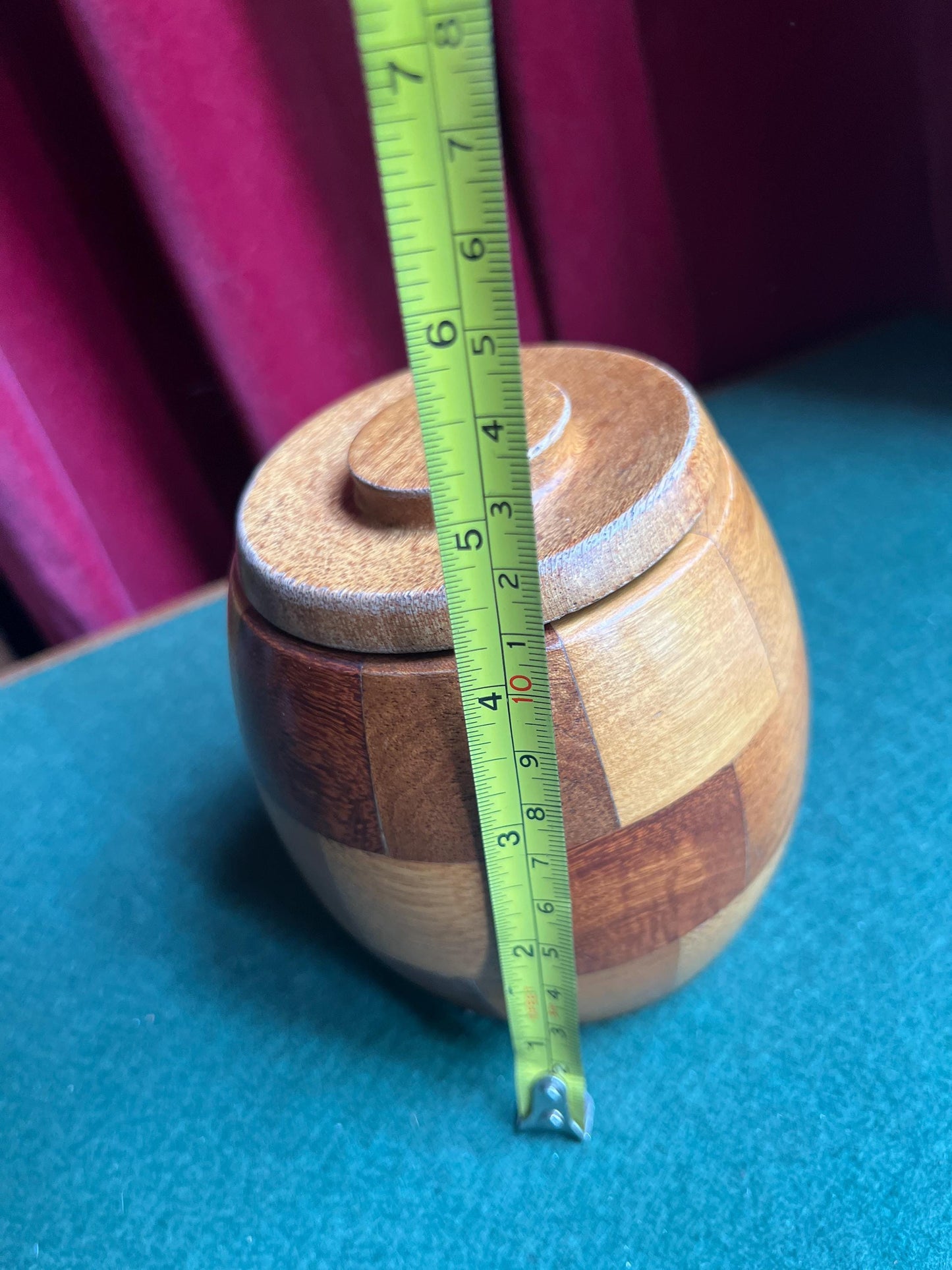 Mixed Wood Tea Caddy Vintage 1950s Cambridge Ware Biscuit Barrel