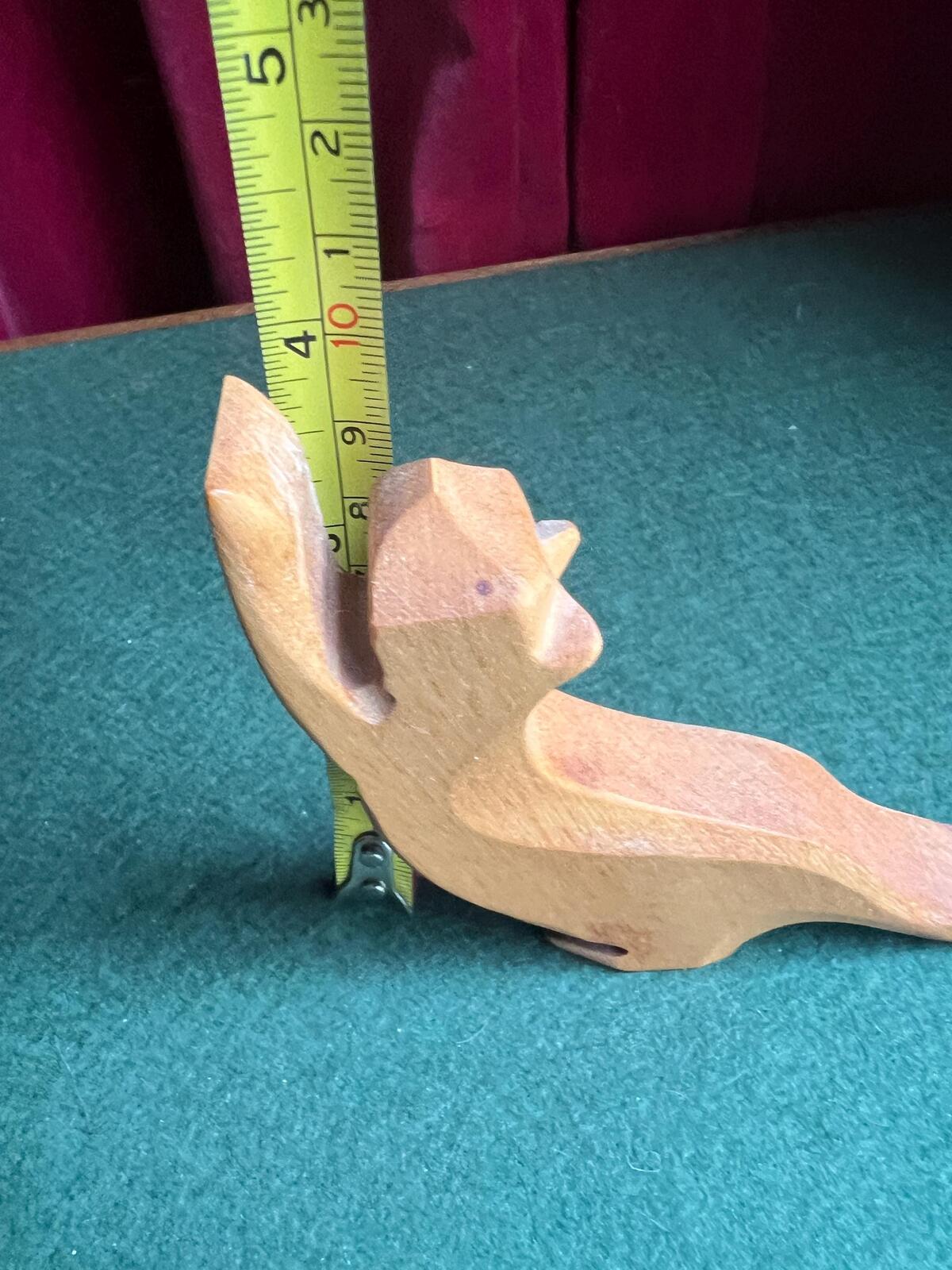 Hand carved wooden cat figurine Stretching Cat ornament.