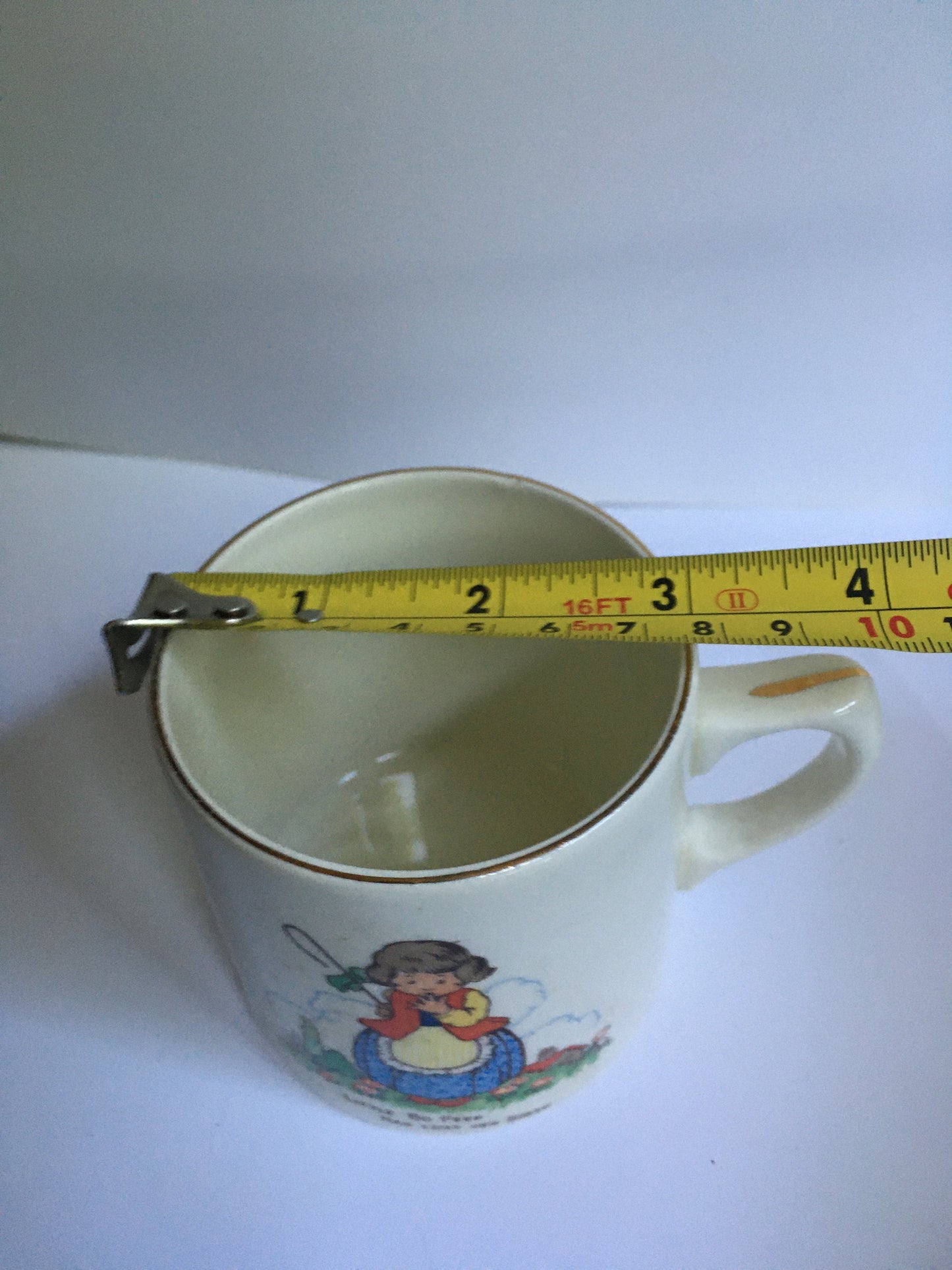 Beautiful Vintage Child's breakfast set. Ducal ware child's cup and plate set. Little Bo Peep and Ride a Cock Horse illustrations.