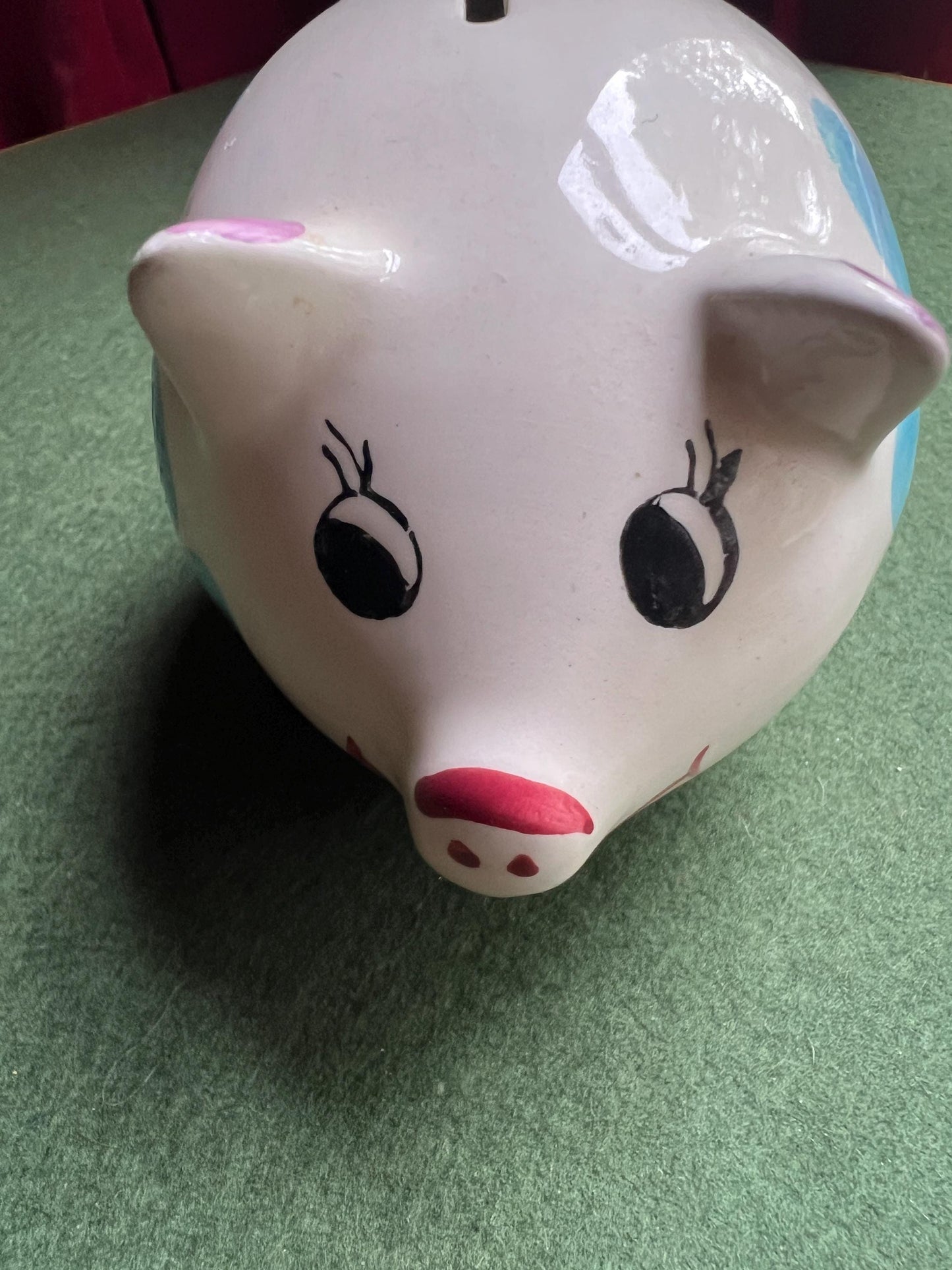 Vintage piggy bank Hand painted ceramic money bank Made in Portugal
