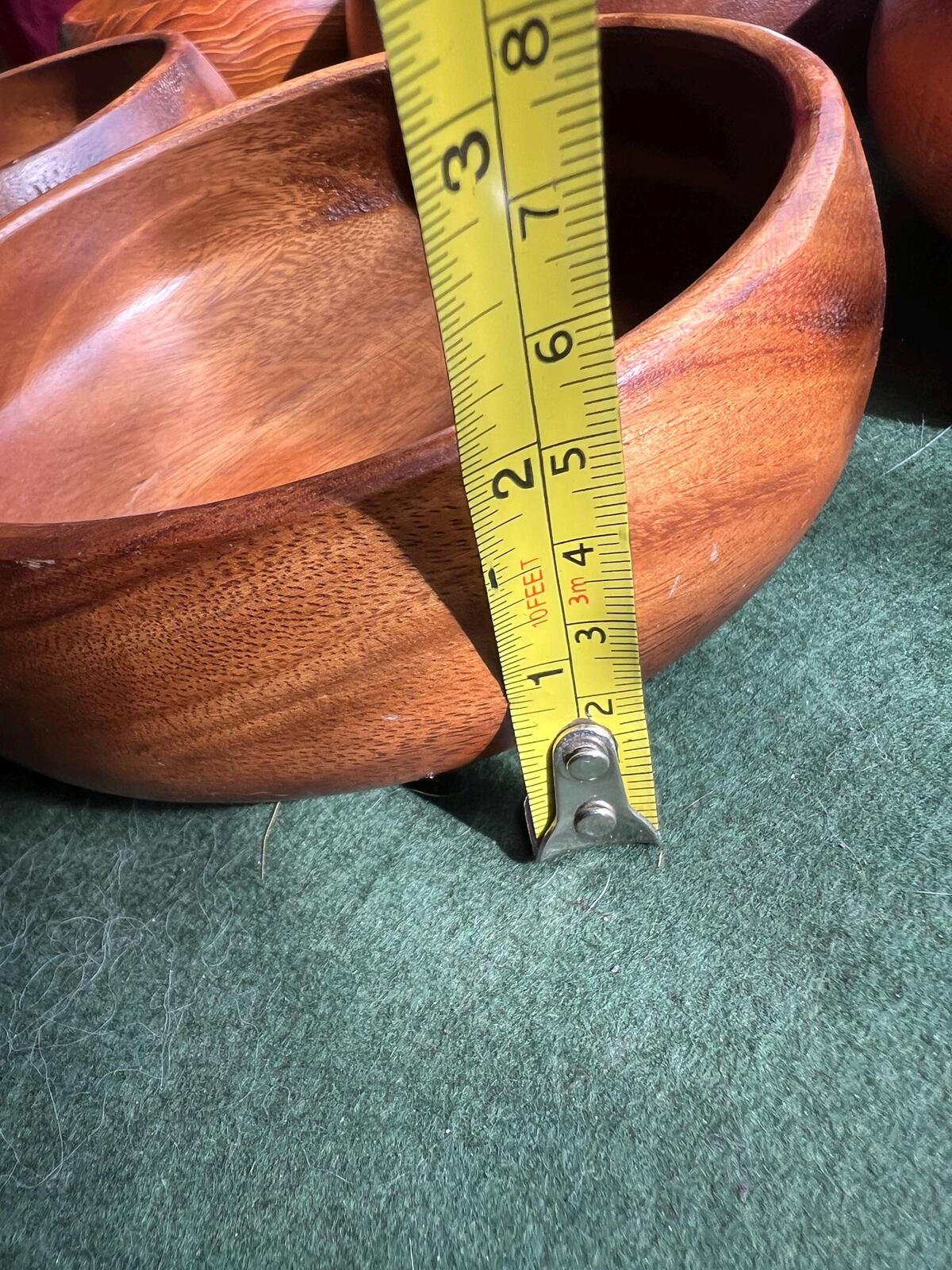 Set 5 Wooden serving bowls Acacia wood dish. Monkey Pod salad titbit serving. Hand crafted in The Philippines Vintage wood lover gift.