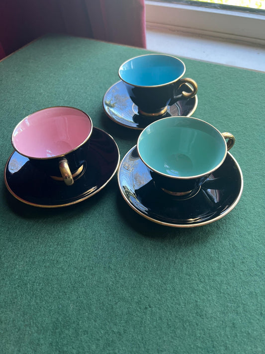 Vintage teacup and saucer. Stamped Stavangerflint  Norway Harlequin Palette.