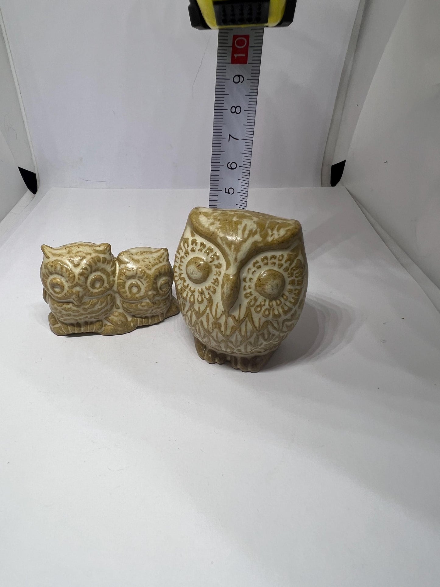 Cute pottery Owl family. Mum and 2 owlets.  Pixie Workshop Made in Cornwall.