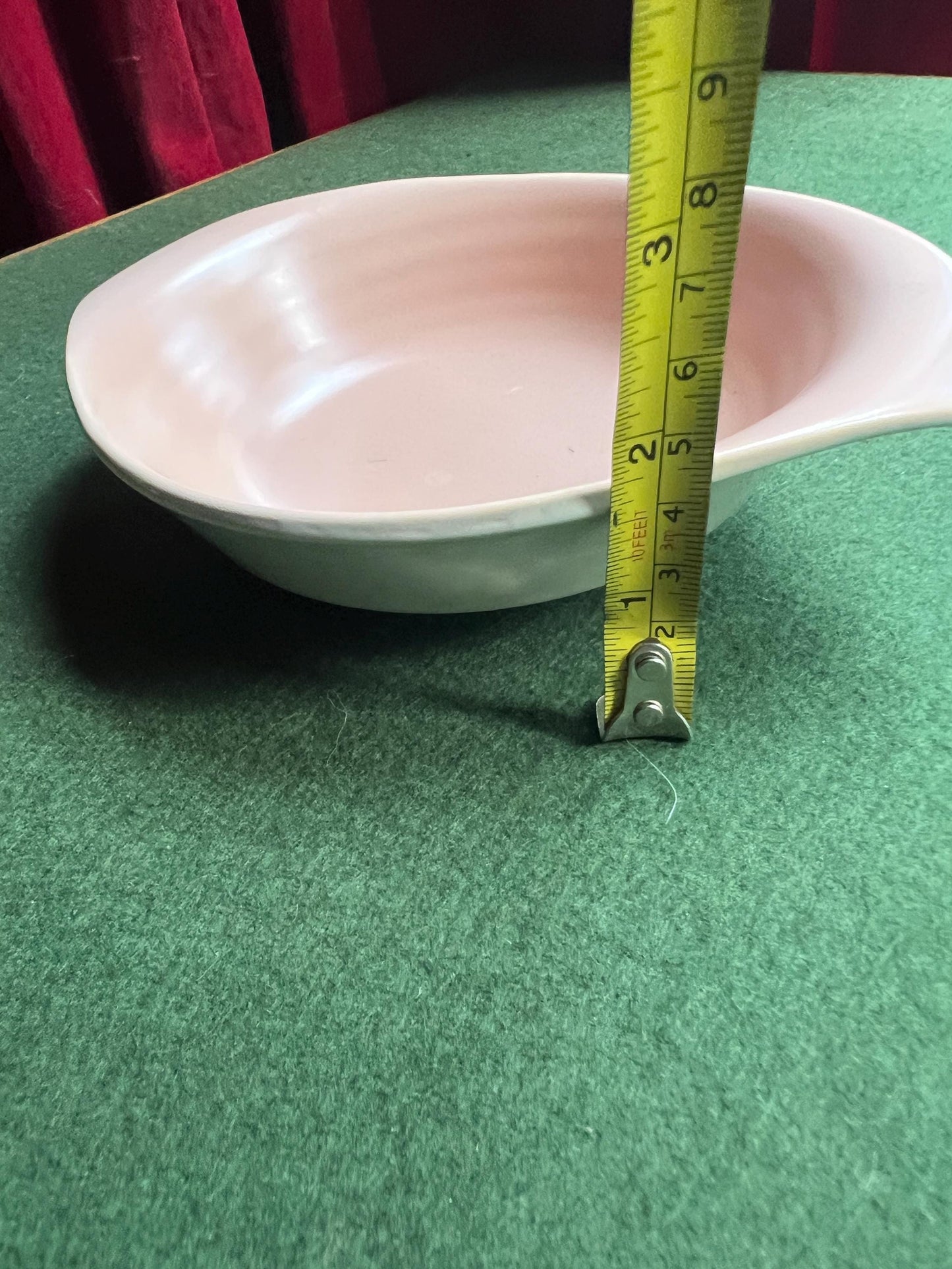 Vintage Poole pottery Seagull pink oval handled serving trinket dish.