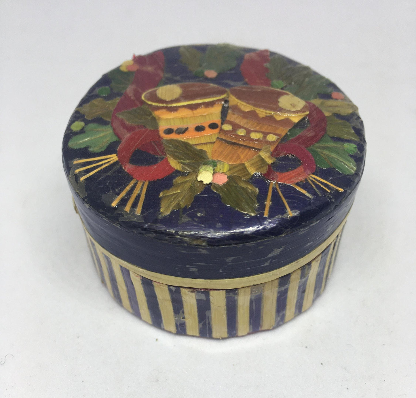 Festive lidded trinket gift box. Christmas bells design.
