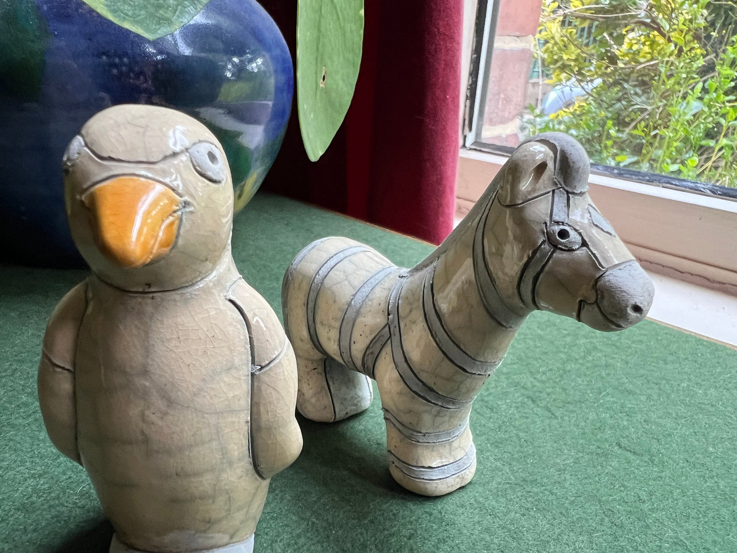 Raku Pottery Penguin and Zebra Hand made in South Africa