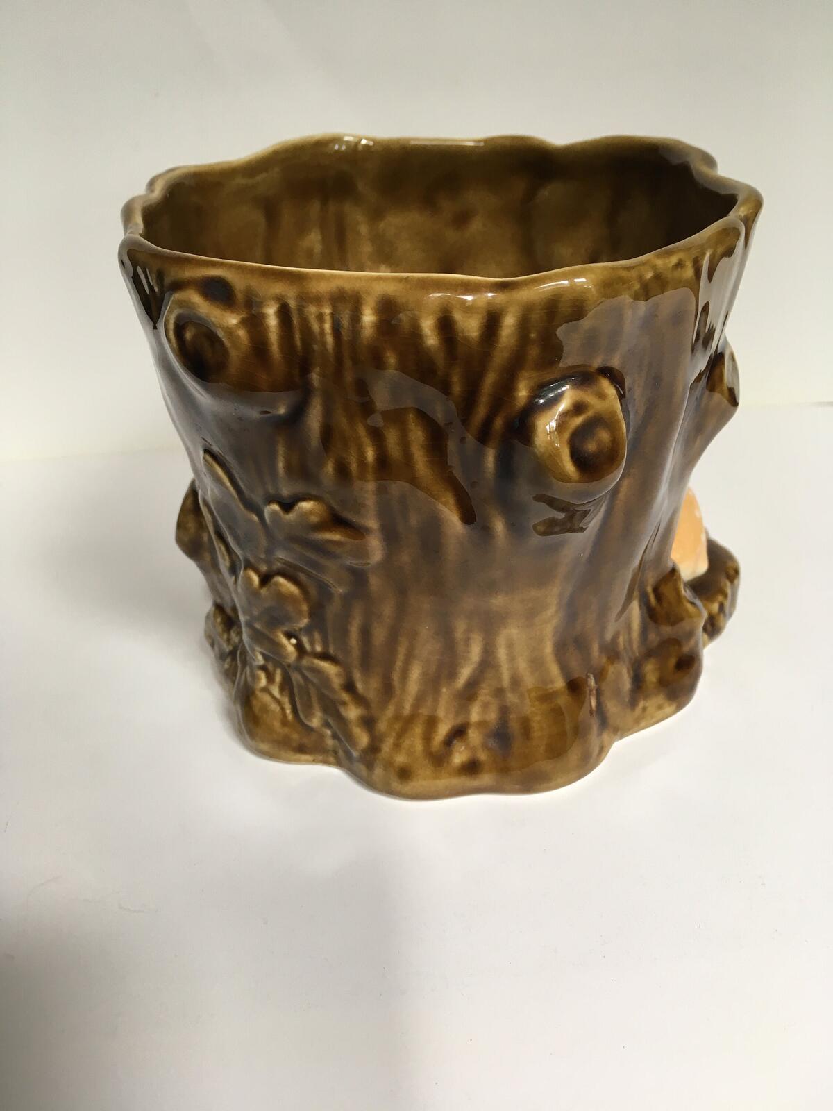 Vintage Sylvac Tree stump planter with fawn. 4287 with original sticker. Quirky vase utensil holder for a vintage kitchen.