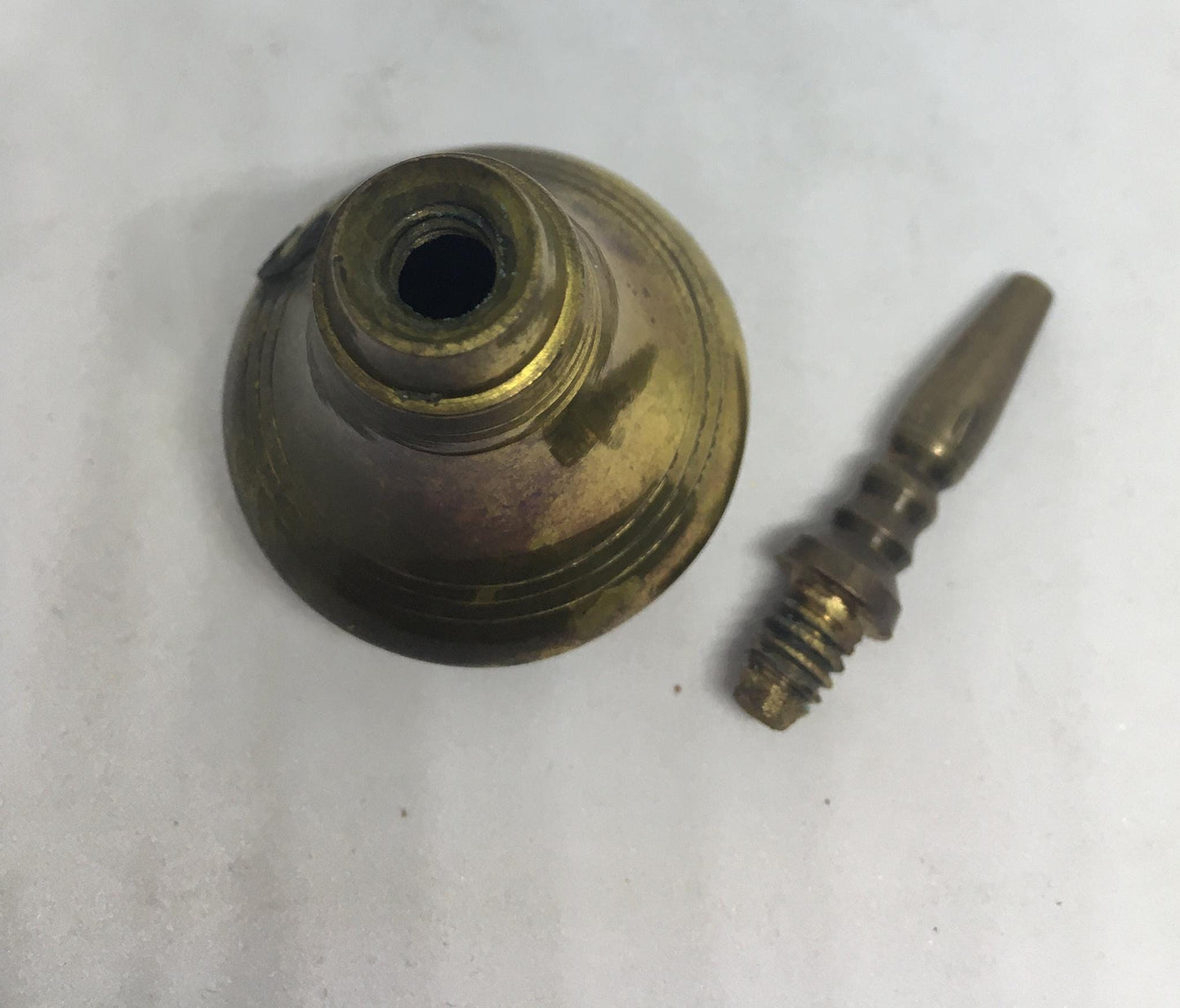 Unusual brass perfume bottle. Quirky brass lover gift  Screw off lid.
