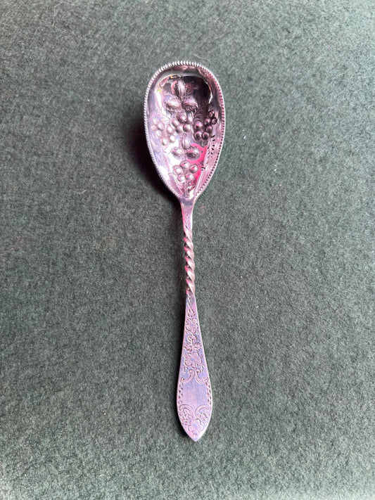 Vintage silver plated berry spoon. Decorative fine dining serving spoon. Stamped A&DS EP
