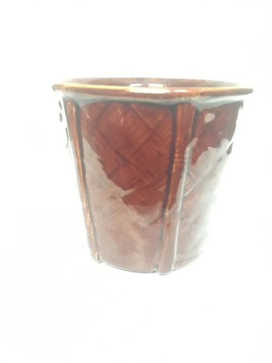 Vintage bamboo design brown planter. Marked Churchill.