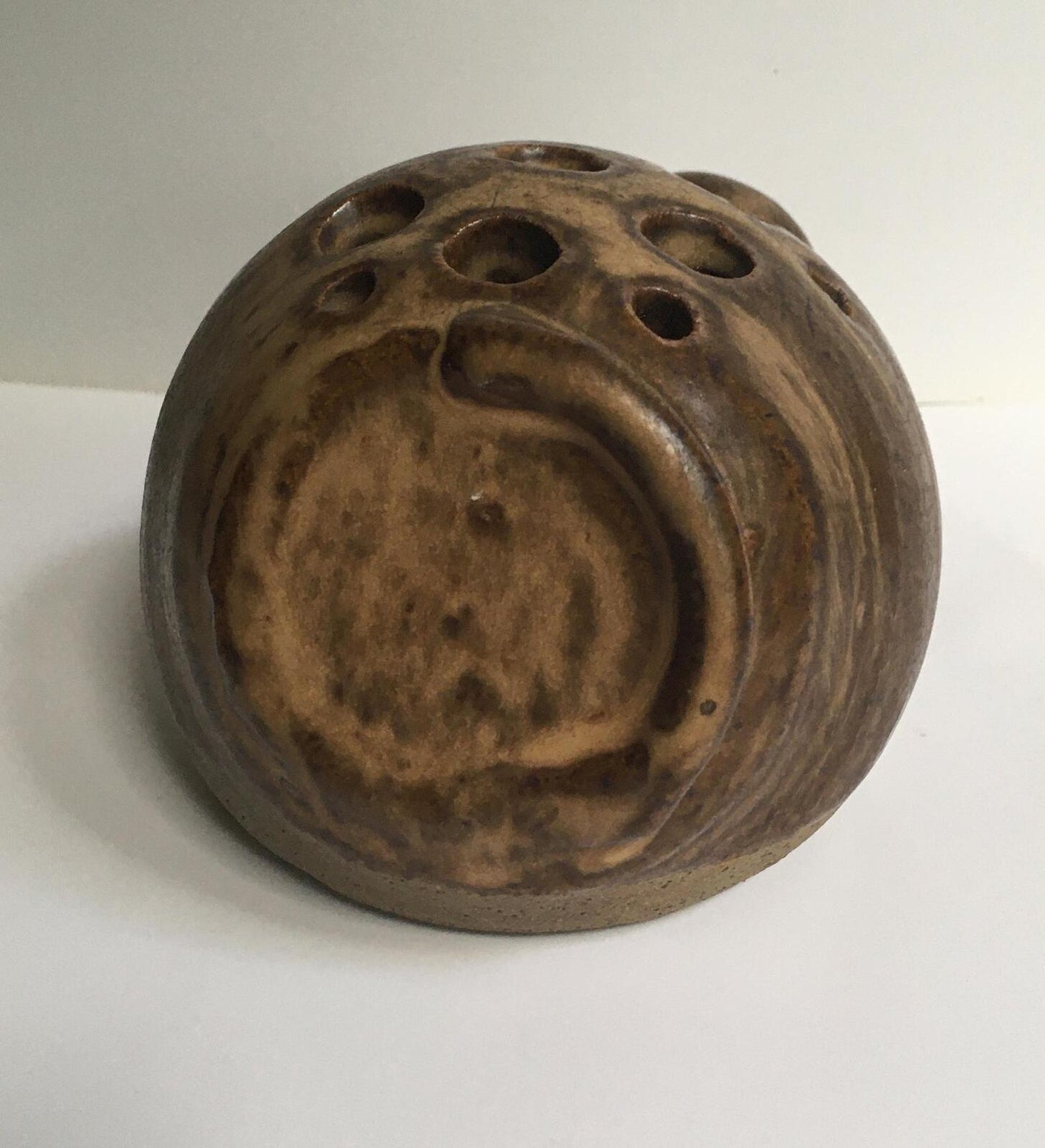 Pottery flower frog Mouse shaped flower frog.