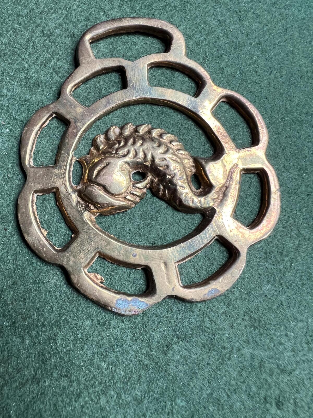 Vintage Horse Brass. Fish detail horse Medallion.