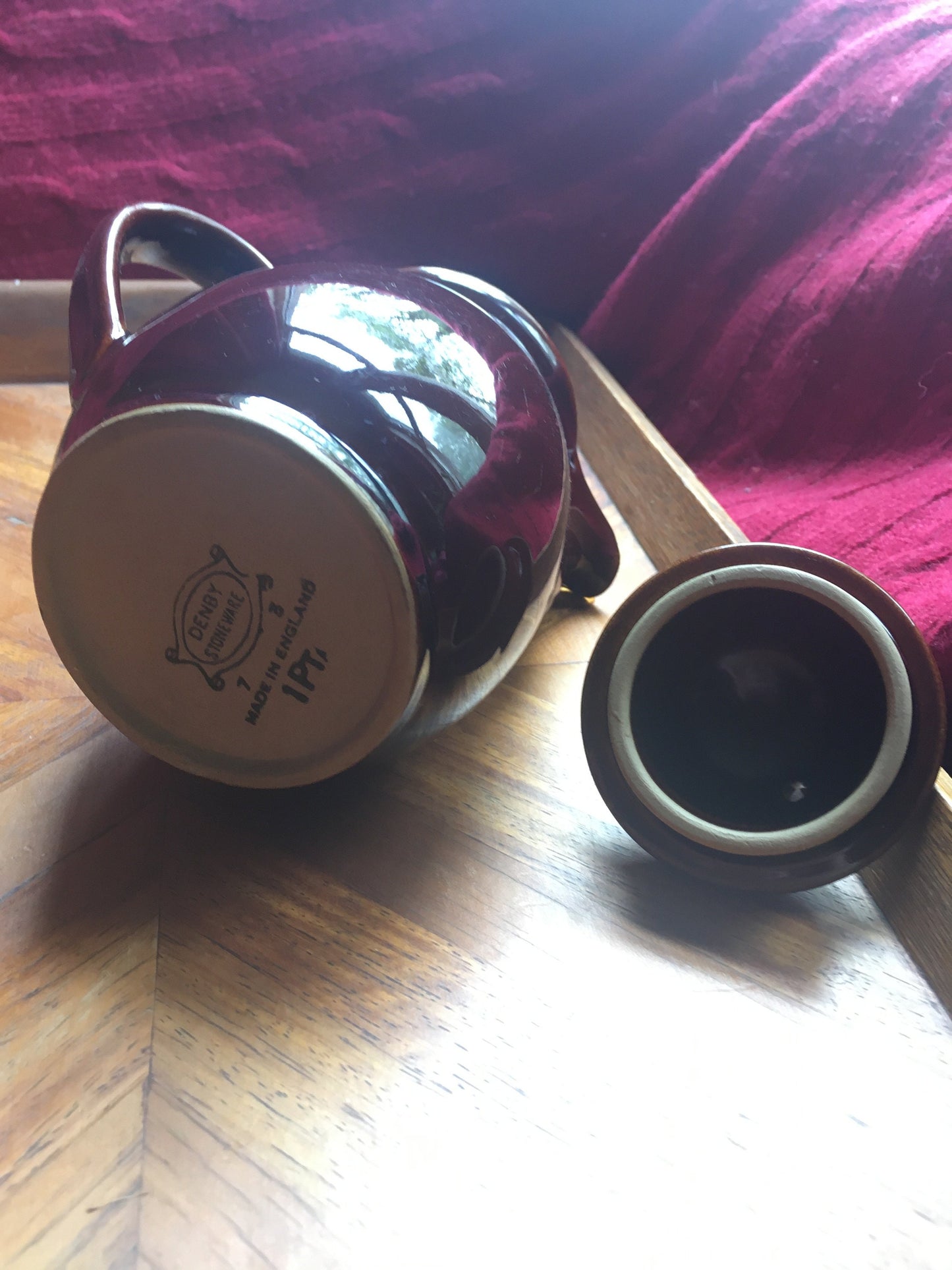 Classic Brown glaze tea coffee pot. Vintage Denby Stone ware 1pt Brown glaze.