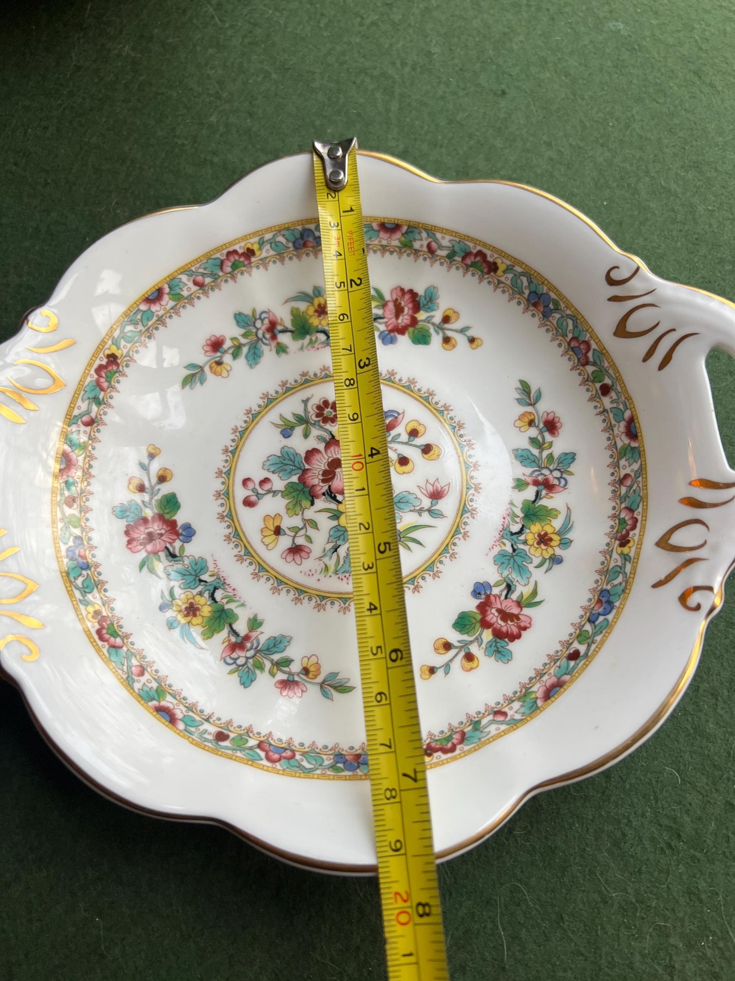 2 handled decorative serving bowl.  Stamped Coal Port Ming Rose.