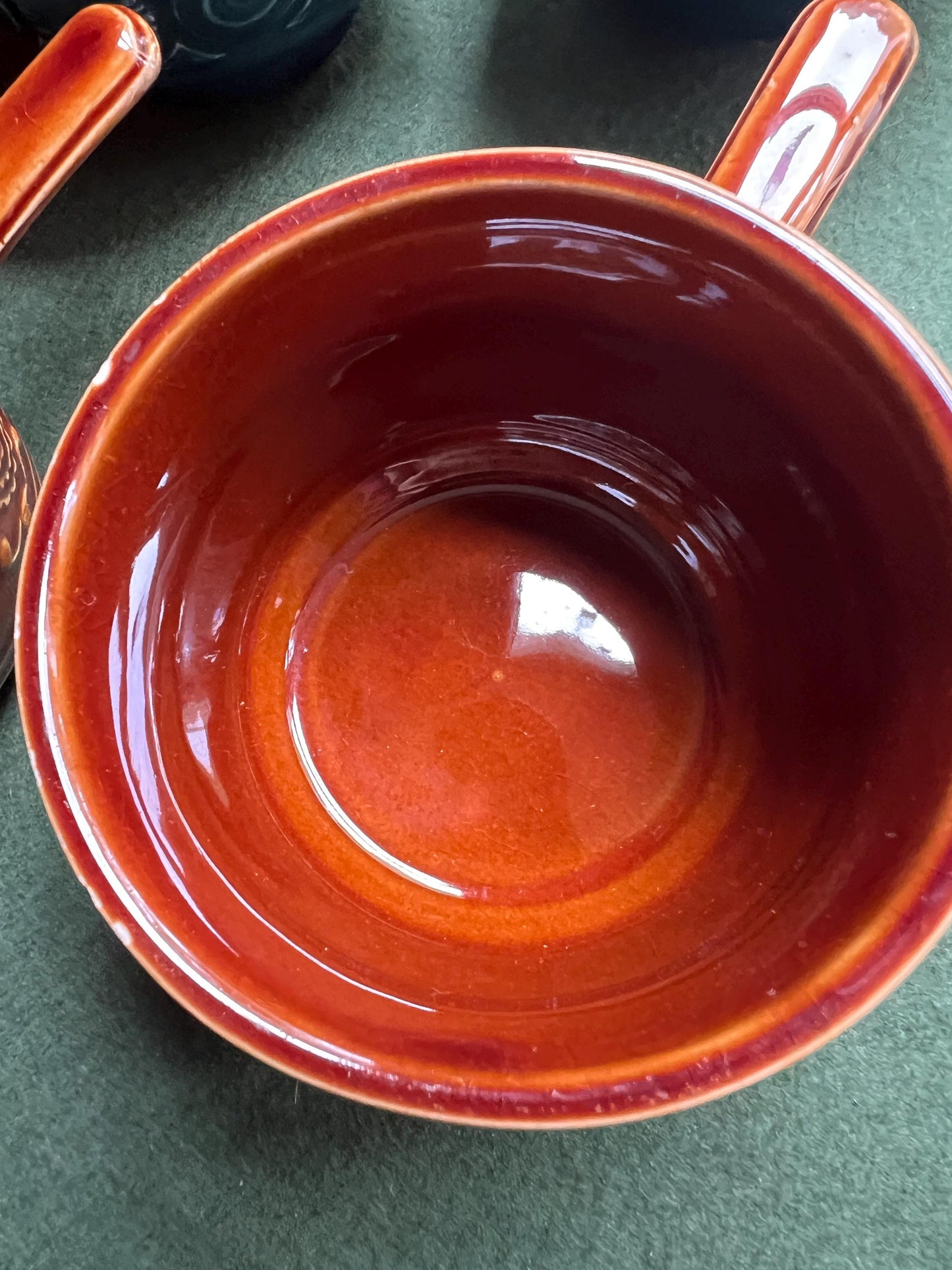 Vintage soup mugs Ceramic handled stew bowls 2 pairs Stamped TAMS.