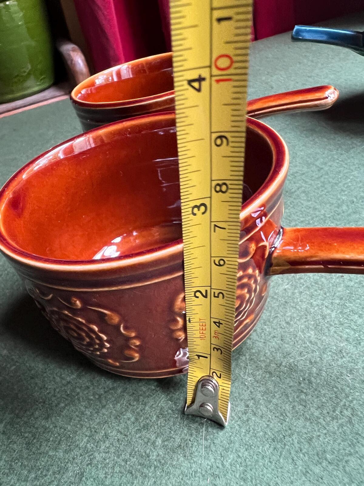 Vintage soup mugs Ceramic handled stew bowls set 4 Stamped TAMS.