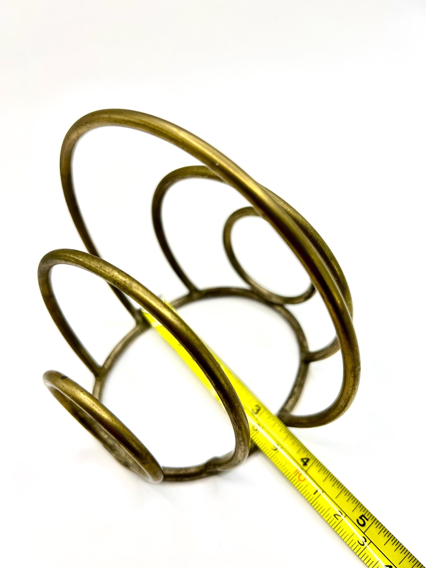 Unusual brass letter holder. Circular design vintage brass napkin holder toast rack.