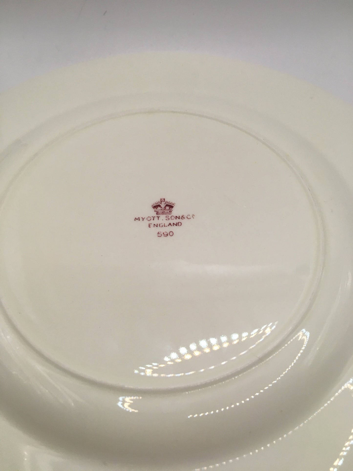 2 side cake plates. Pink floral design. Stamped Myott Son & Co England 590.