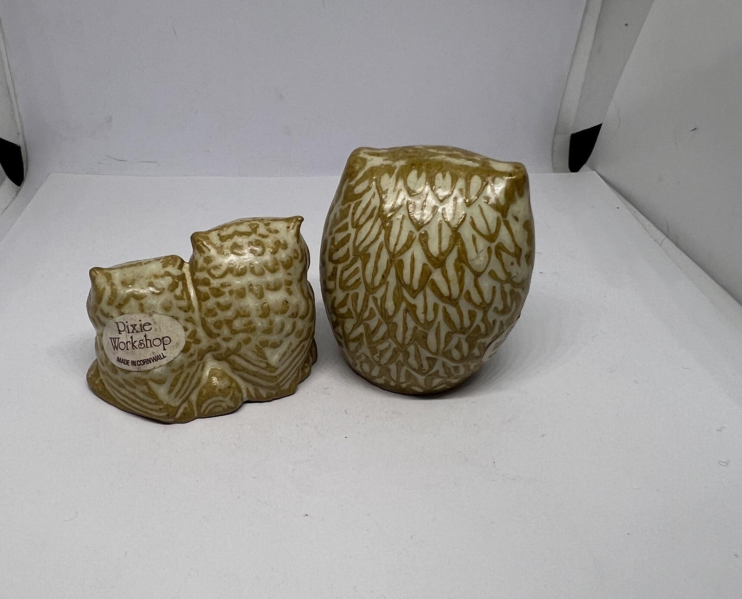 Cute pottery Owl family. Mum and 2 owlets.  Pixie Workshop Made in Cornwall.