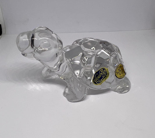 Tortoise Paperweight. Bohemia Czech Republic Lead Crystal Original stickers.