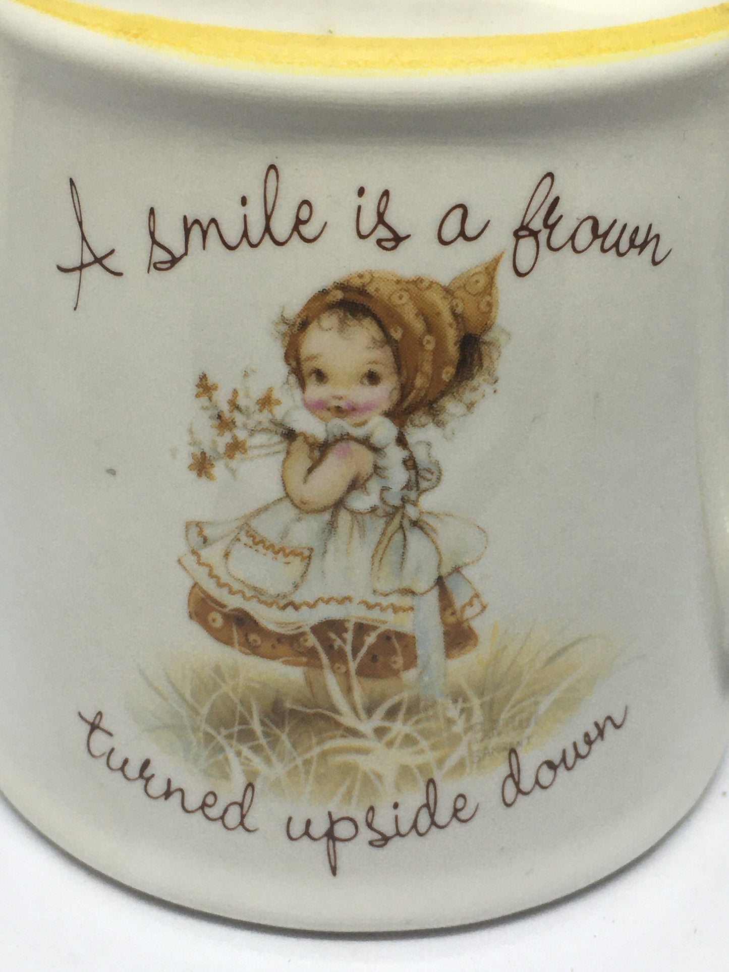 Ceramic watering can Vintage Gretchen Stoneware ceramic watering can ornament. 1970s kitsch. A smile is a frown turned upside down.
