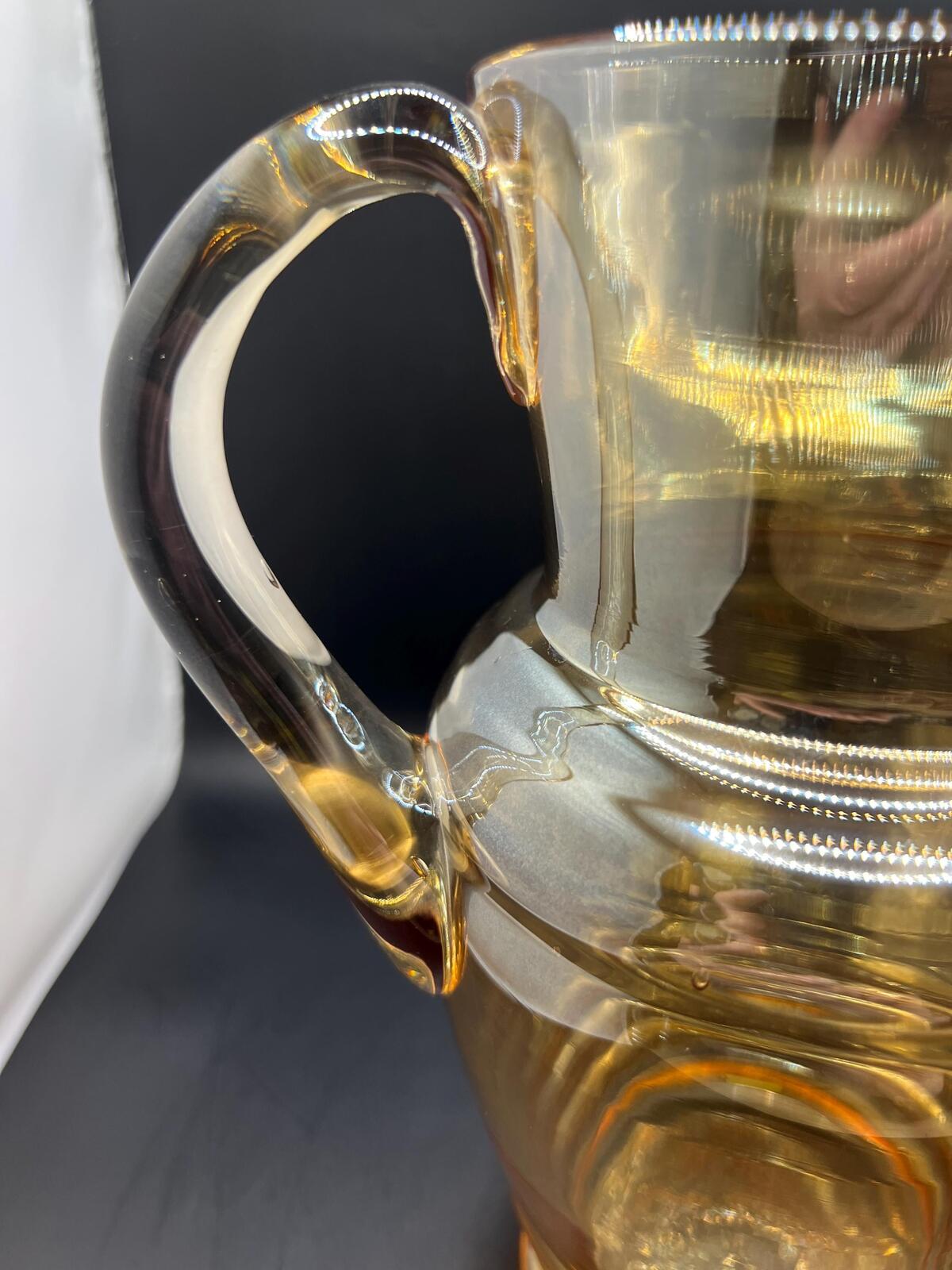 Vintage amber glass lemonade set. Jug and 5 glasses.