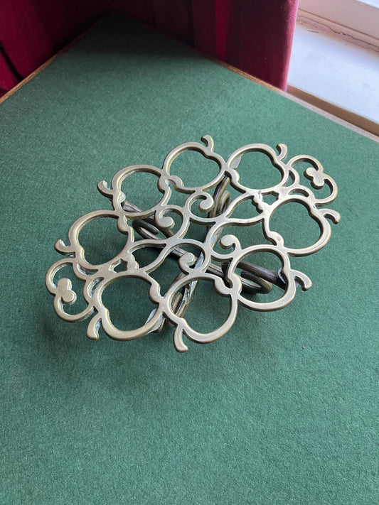 Vintage brass trivet Apple theme raised trivet Brass teapot warmer