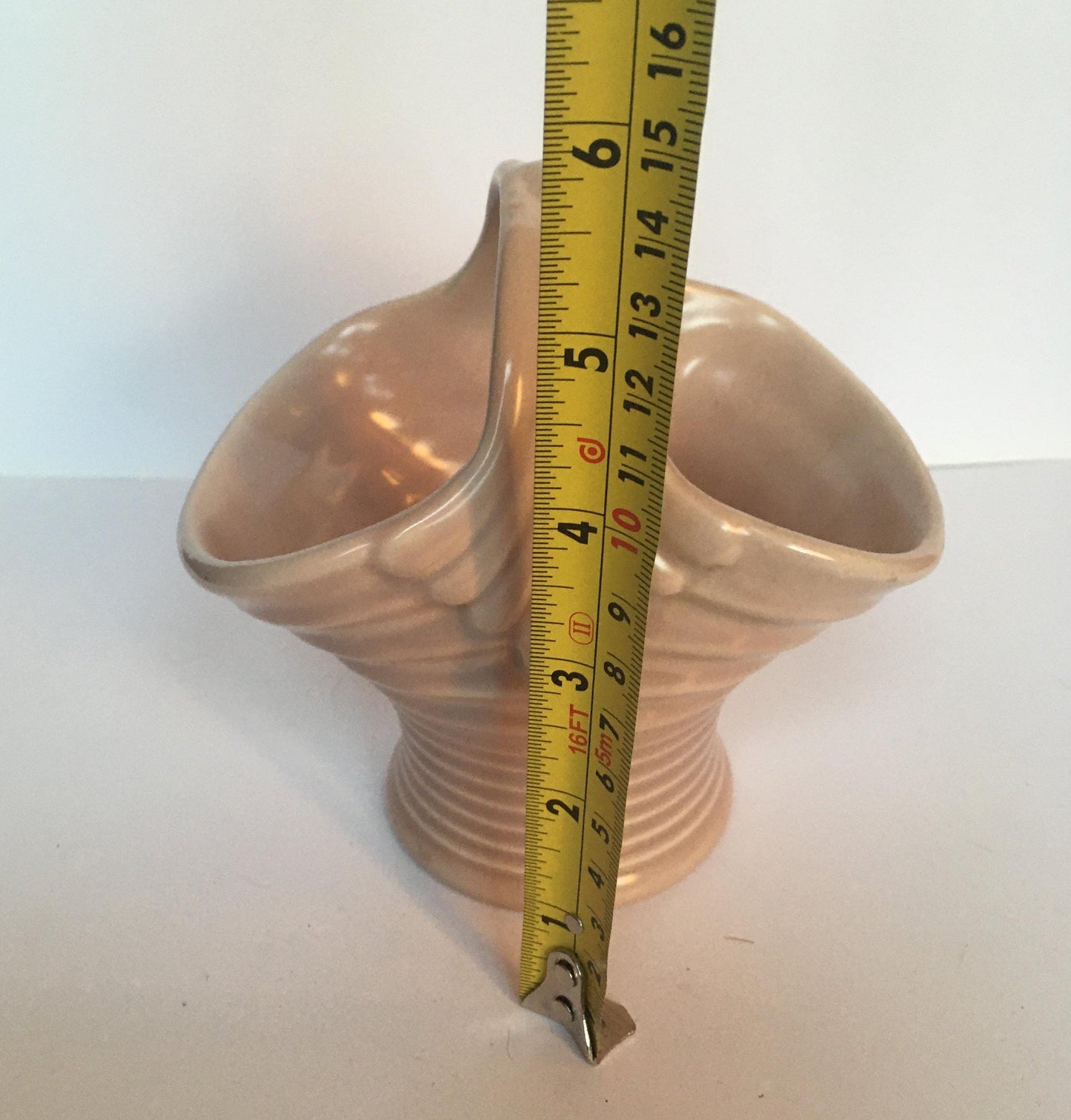 Pink ceramic basket. Govancroft Pottery Ceramic flower Basket.