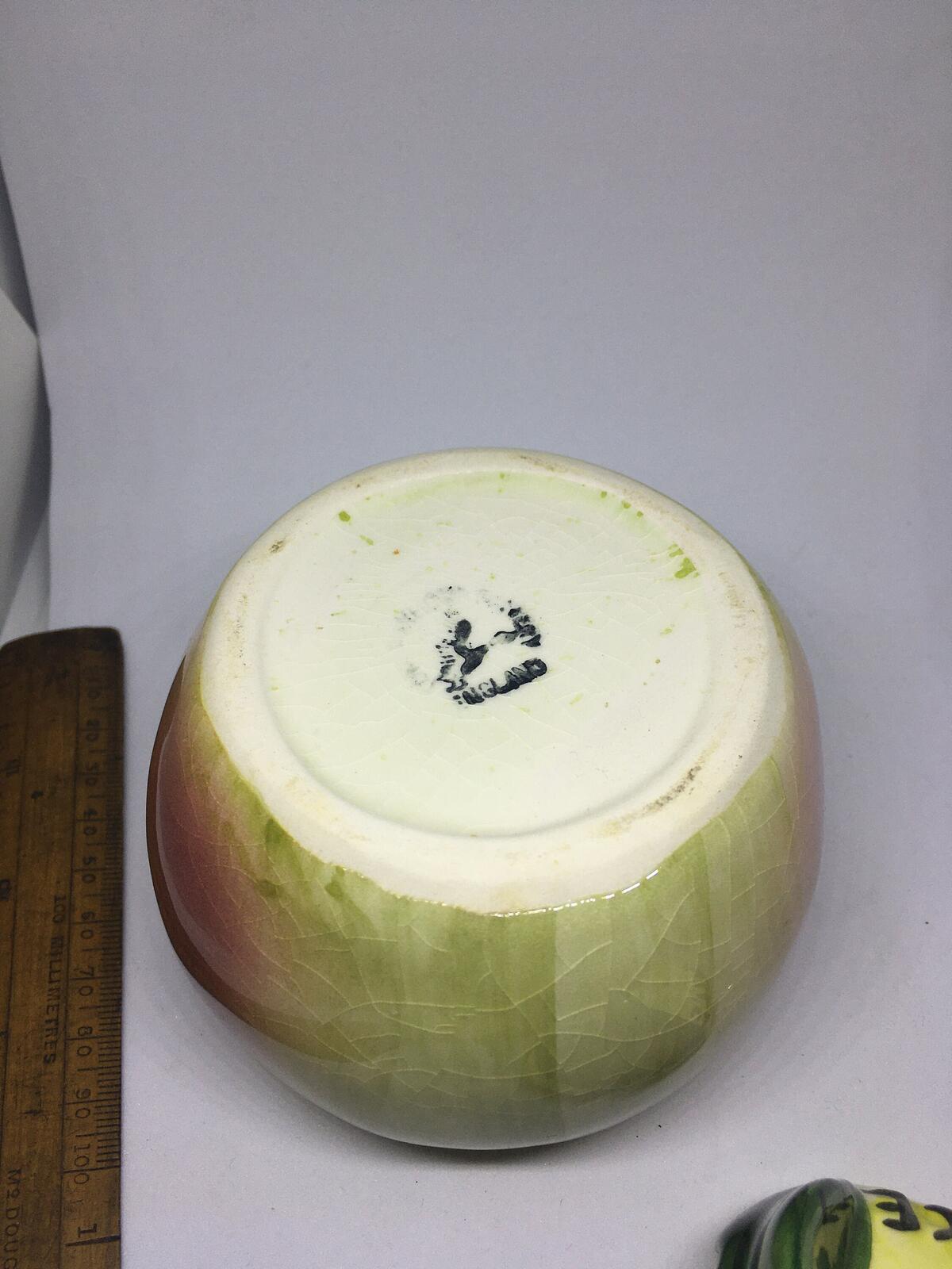 Vintage Apple Sauce lidded Pot Ceramic Jar. Toni Raymond Pottery.