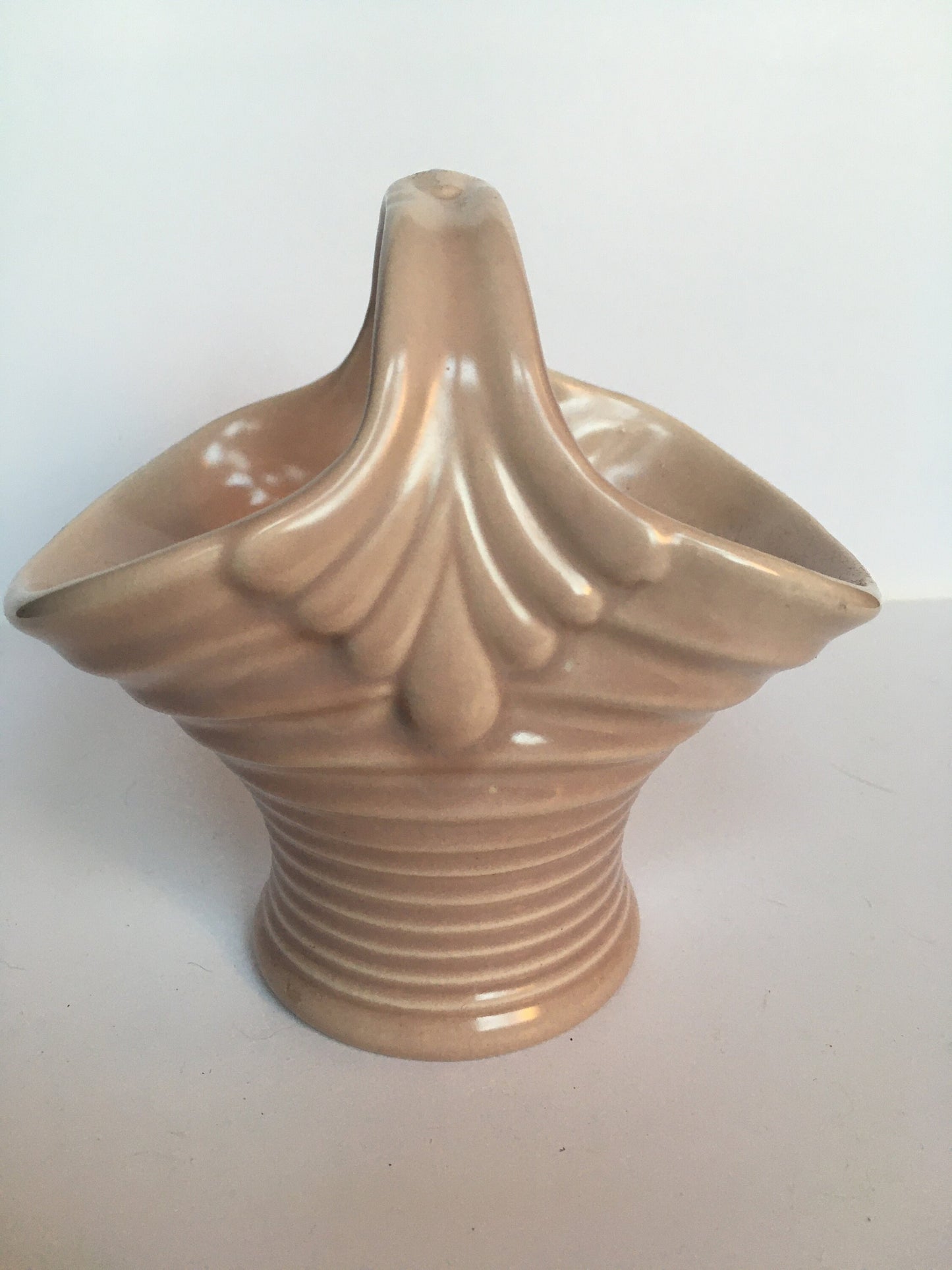 Pink ceramic basket. Govancroft Pottery Ceramic flower Basket.