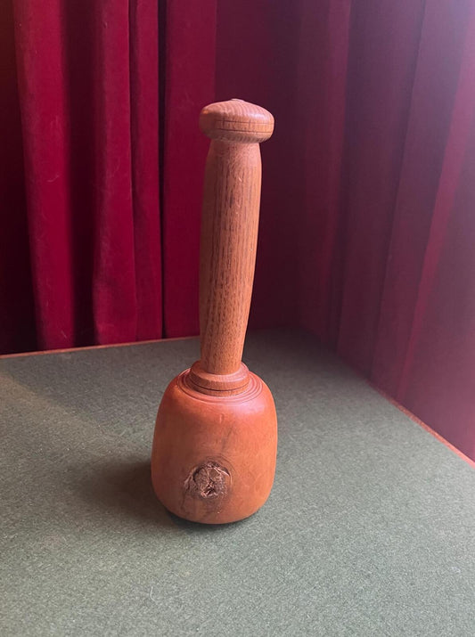 Antique vintage wooden woodworkers mallet. Sculptors carving tool.