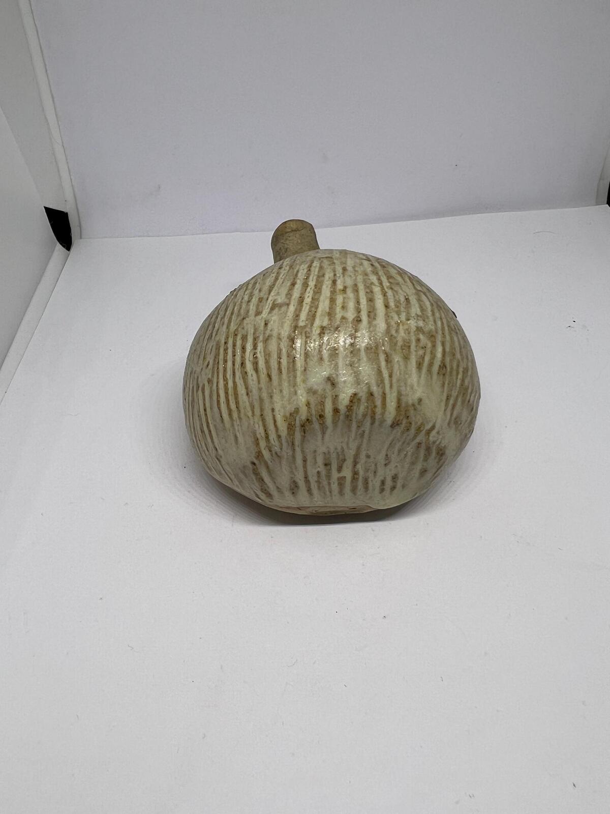 Studio pottery hedgehog figurine Heart faced stone ware hoglet ornament. 1970s.