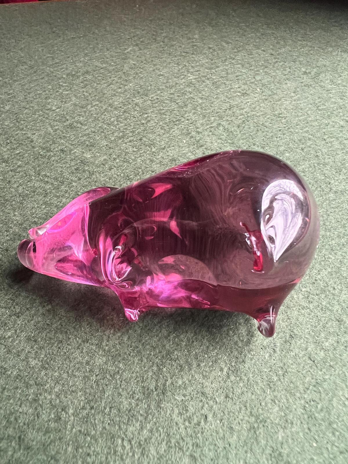 Studio glass pig. Pink glass Wedgewood piglet. Glass collector gift for pig. lover.