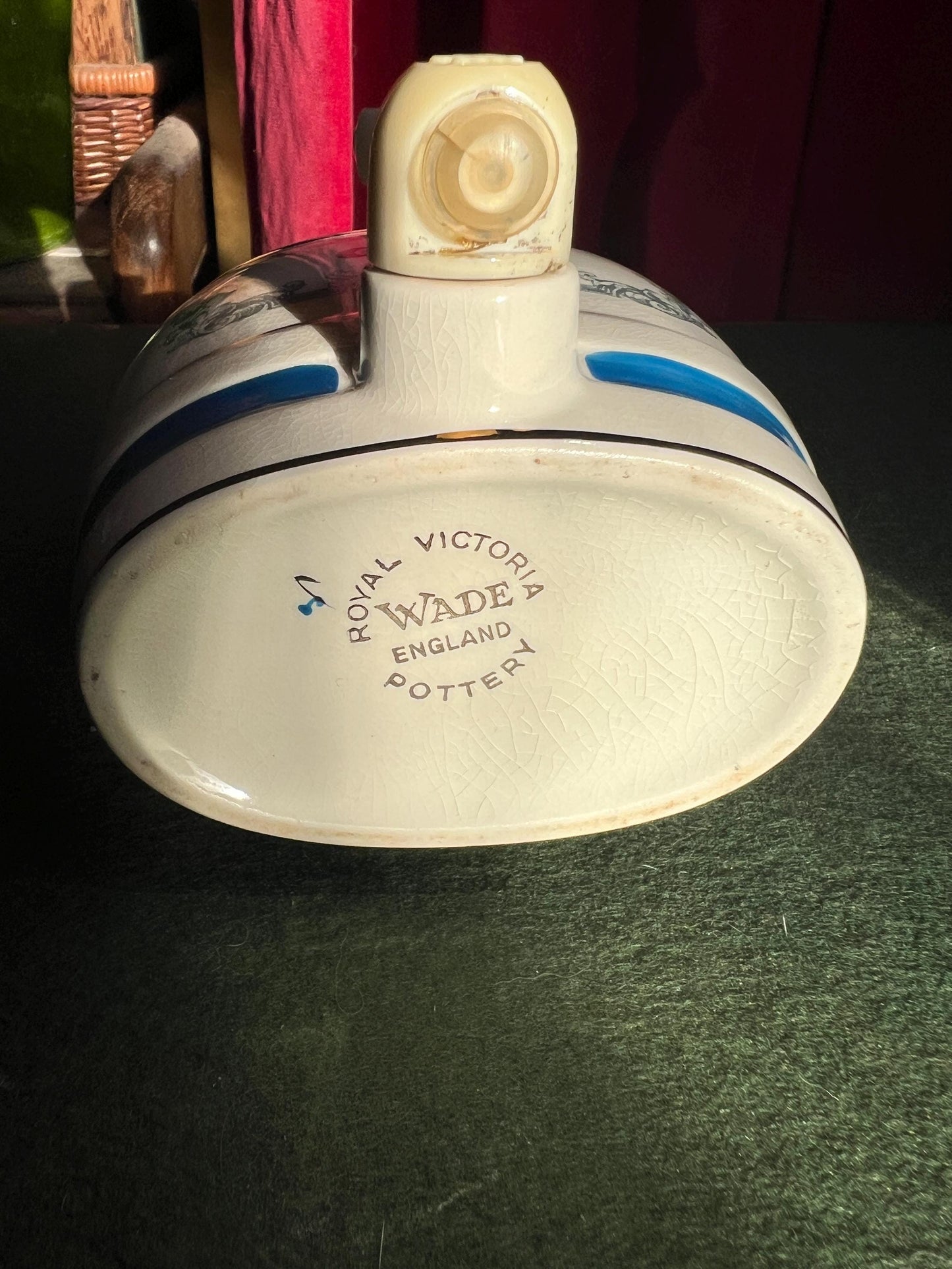 Vintage ceramic gin decanter. Stamped Royal Victoria Pottery WADE England.