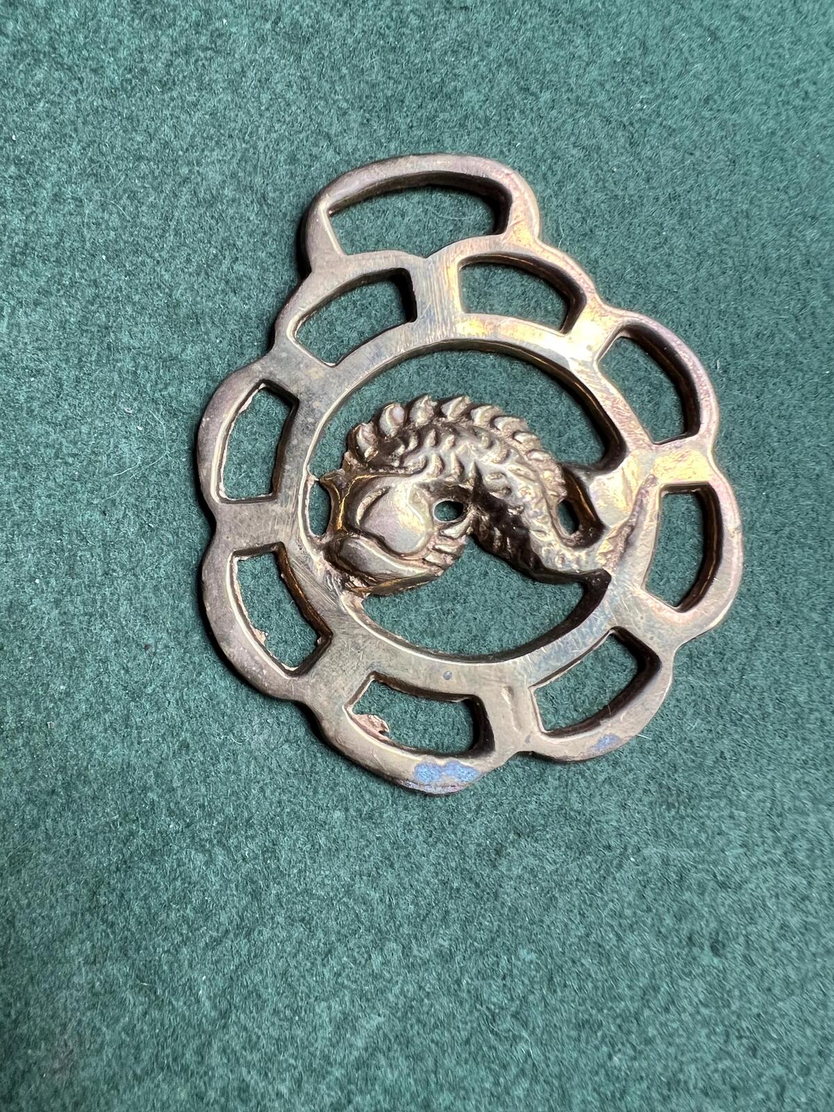 Vintage Horse Brass. Fish detail horse Medallion.