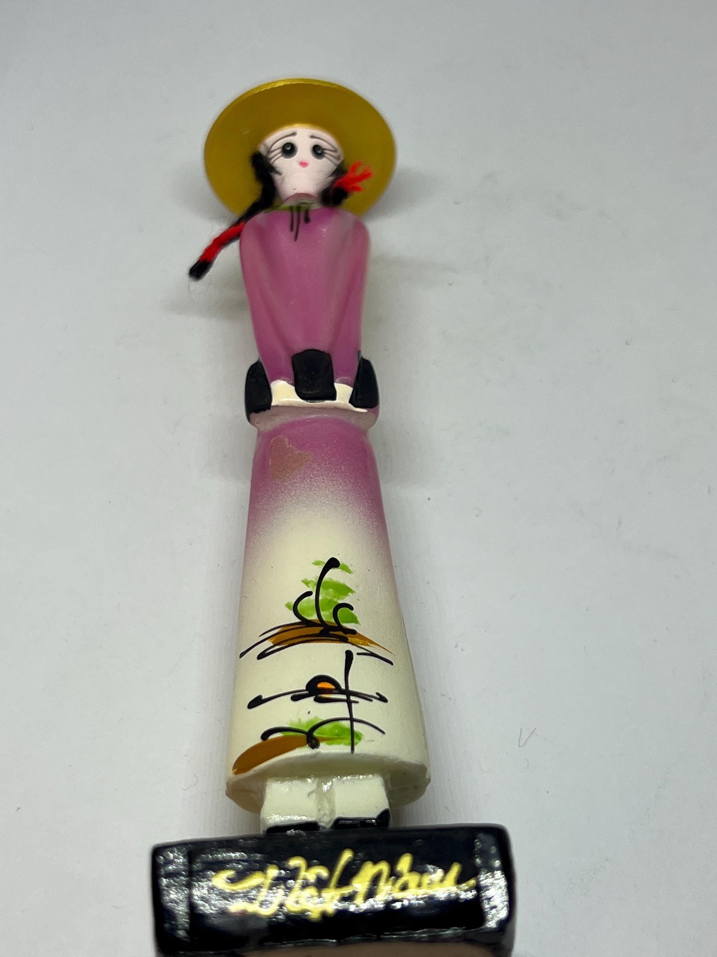 Vietnamese Ao Dai Doll: Polyresin Statue with Conical Hat.