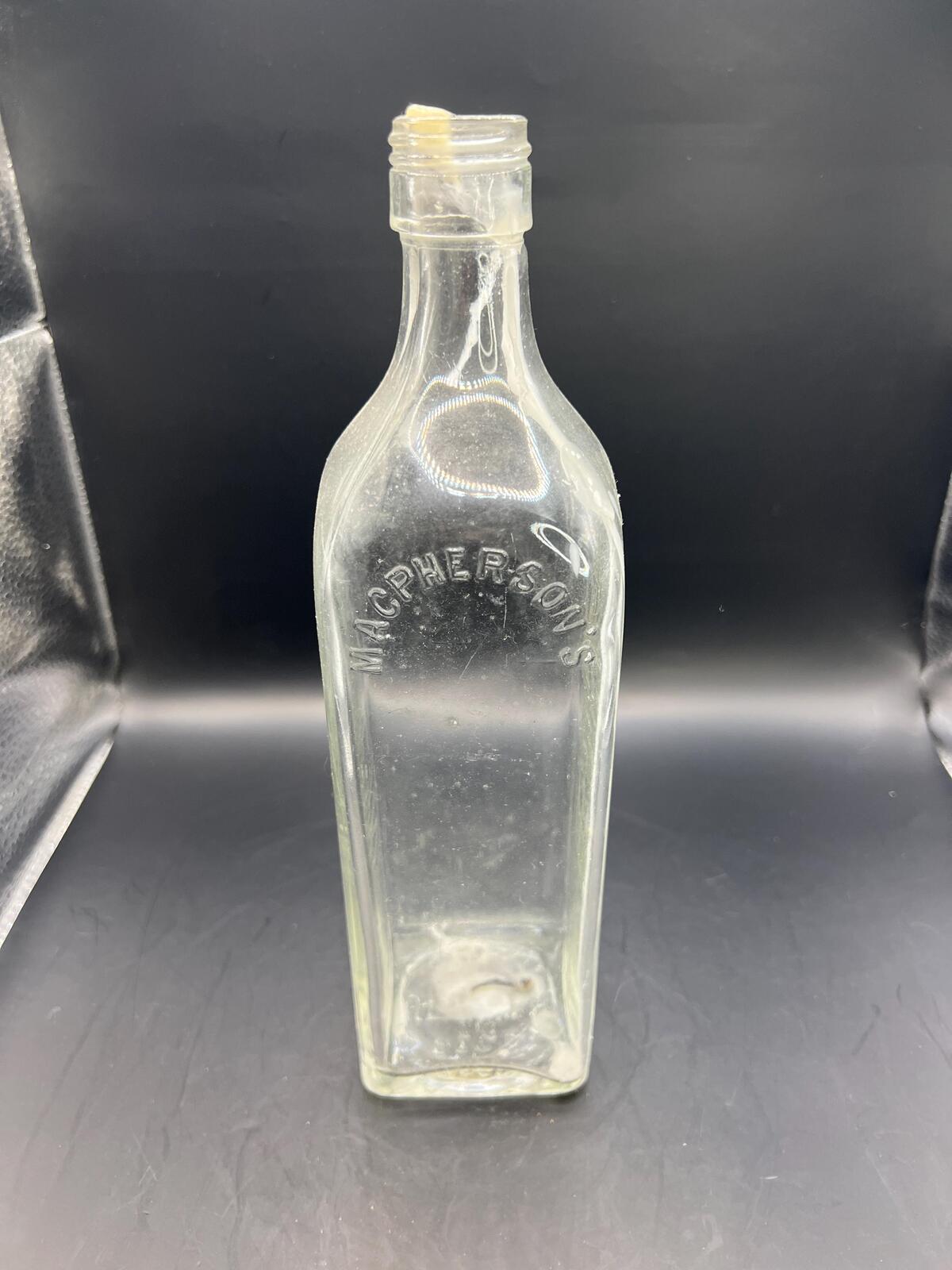 Vintage liquor bottle Stamped Sunstar MacPherson's Gin Reg No 409825