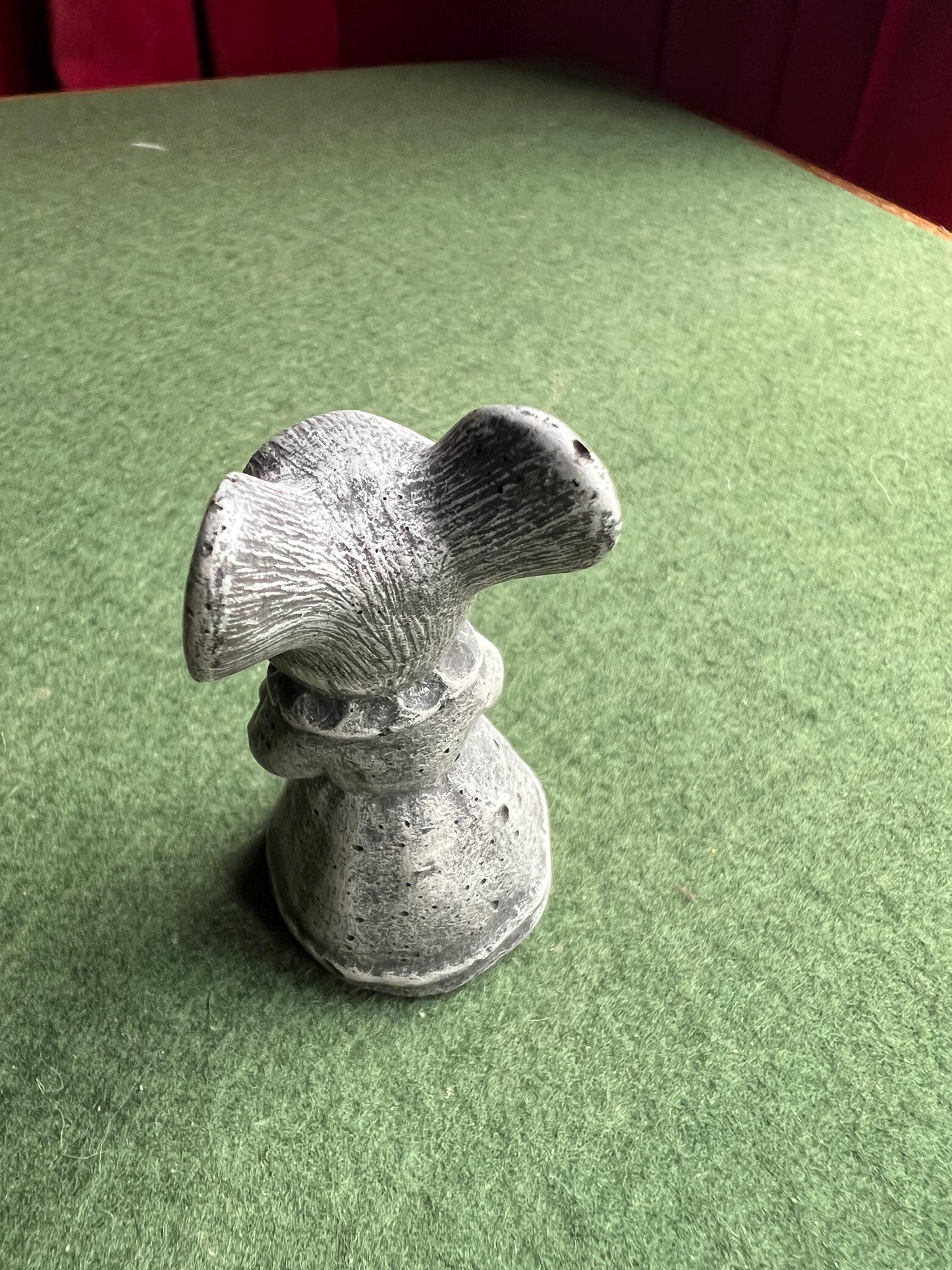 Vintage mouse figurine. Stoneware lava garden ornament.