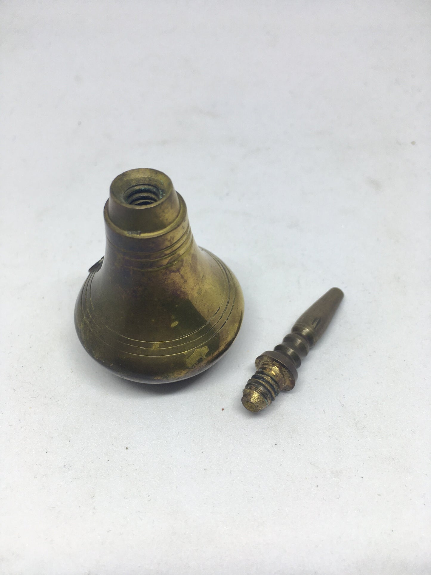 Unusual brass perfume bottle. Quirky brass lover gift  Screw off lid.