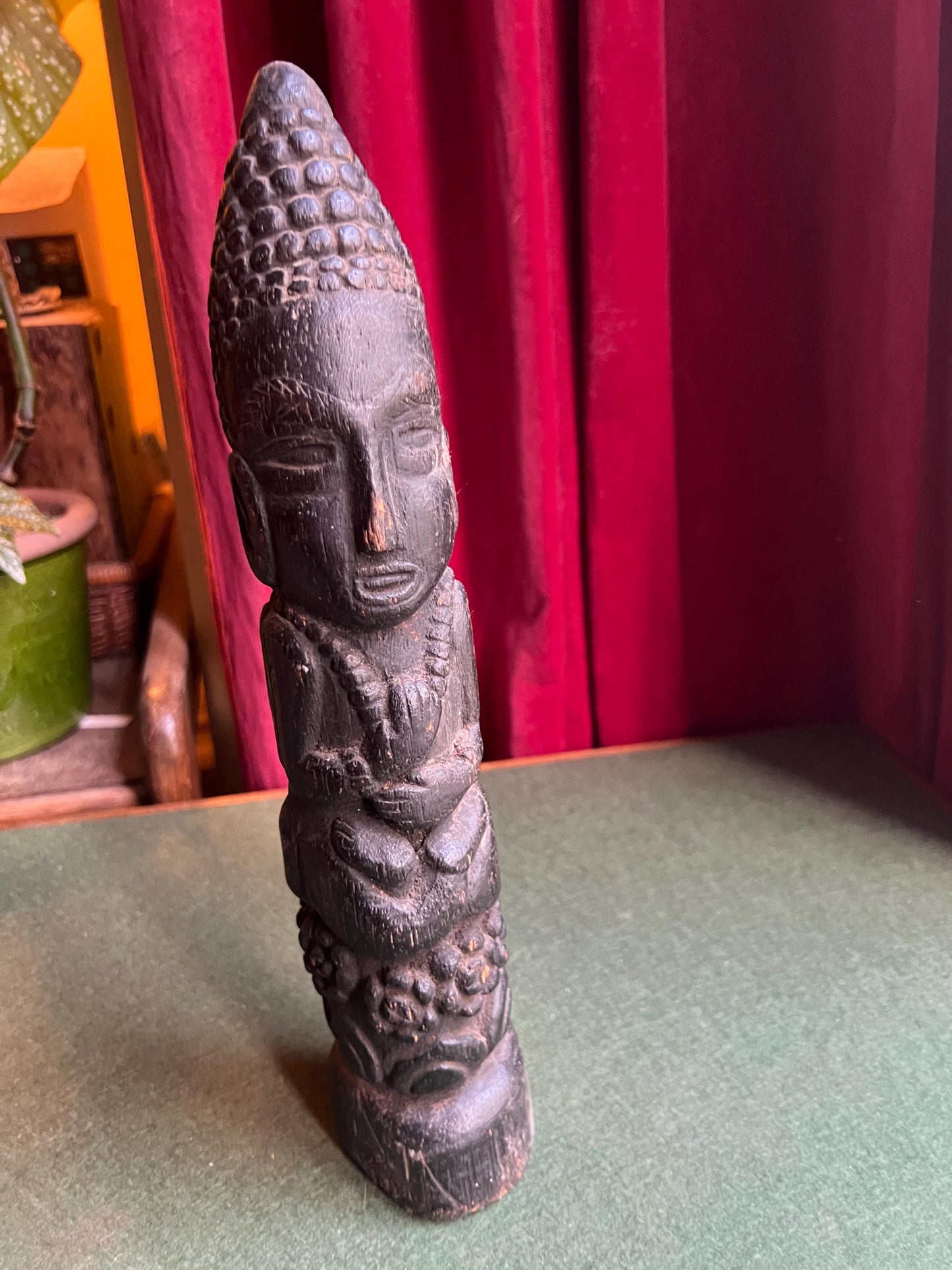 Vintage Makonde Tree of Life Sculpture. Hand-carved Wooden Statue.