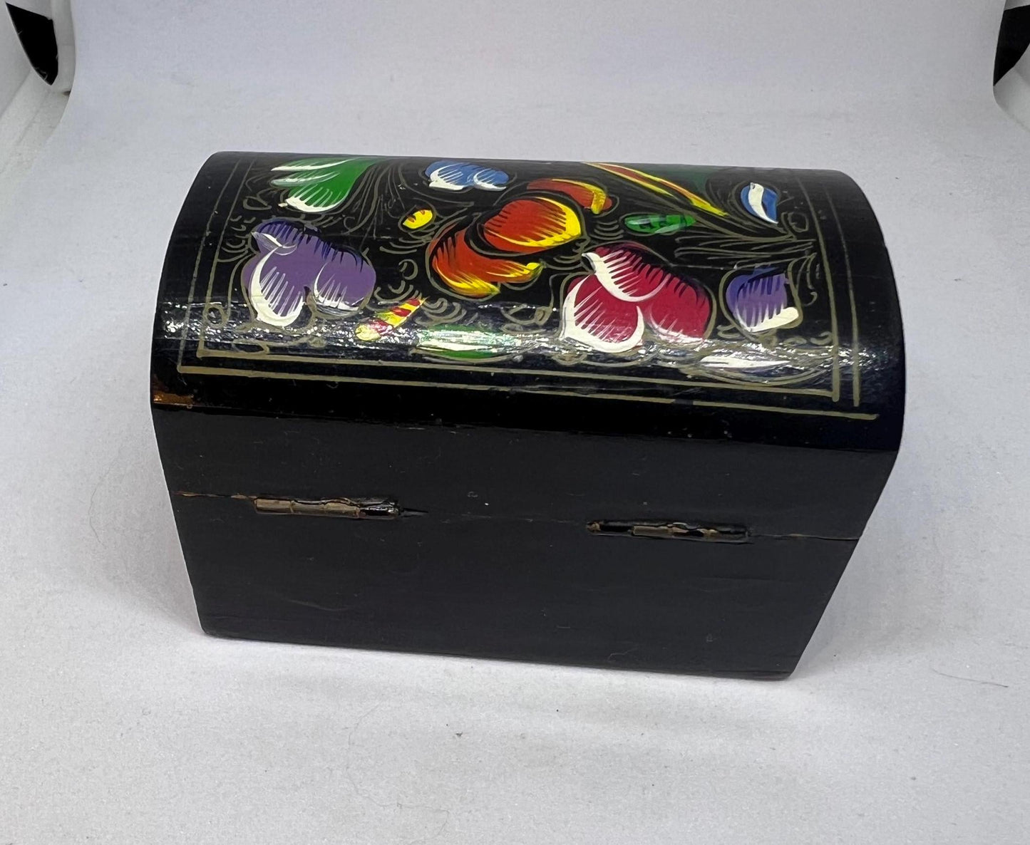 Wooden treasure box Hand painted Folk art wooden trinket box.