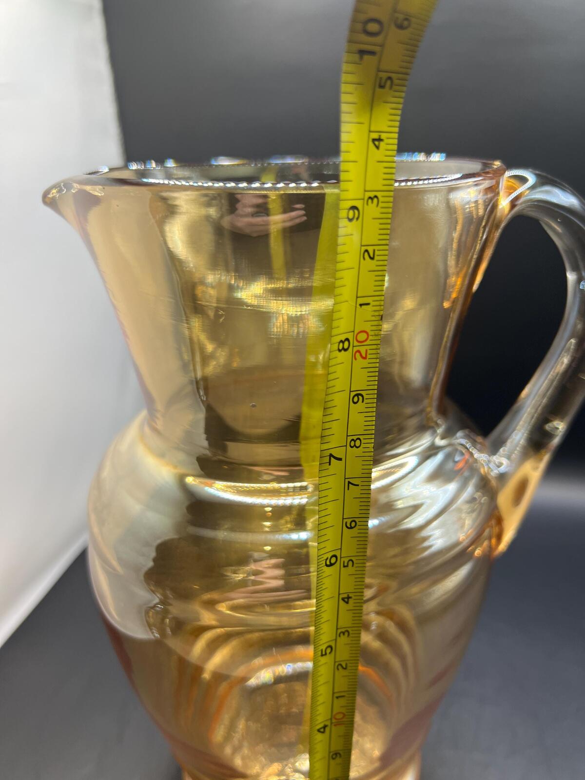 Vintage amber glass lemonade set. Jug and 5 glasses.