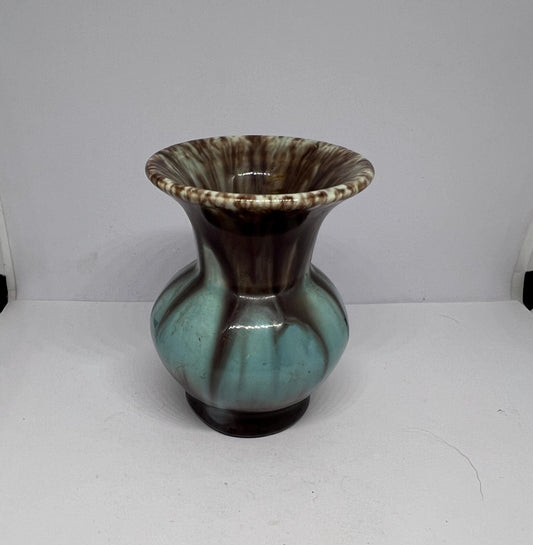 Miniature drip glaze vase. Vintage ceramic mini vase.