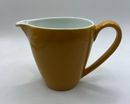 Yellow mustard glazed water milk jug. Stamped Johnson Brothers Made in England D1.