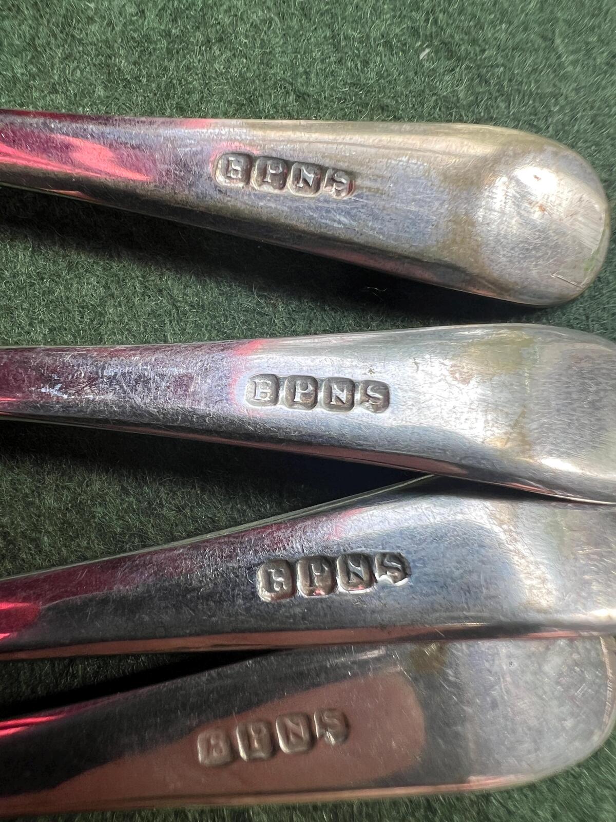 Set 4 silver plated cake dessert forks. Stamped EPNS