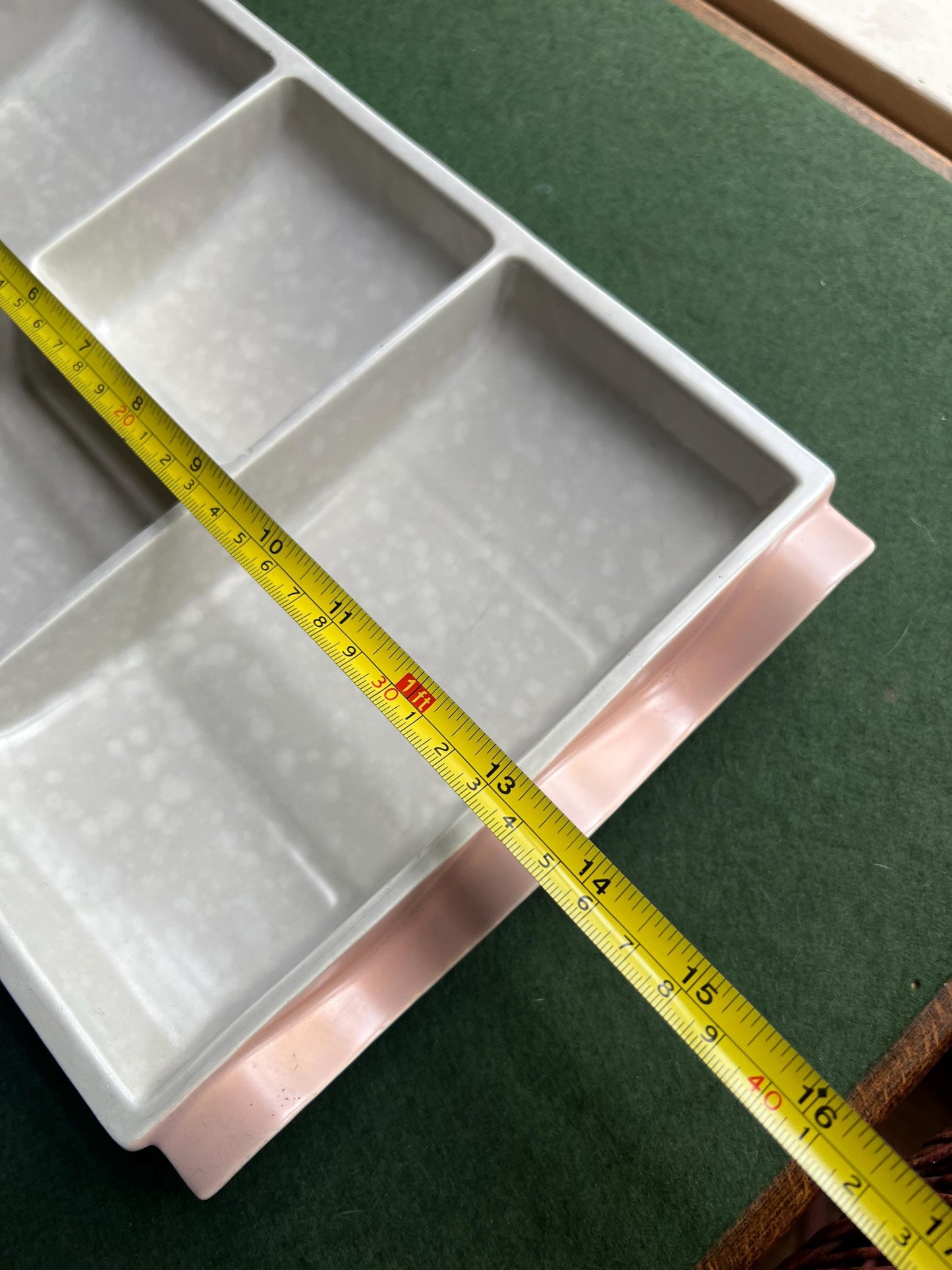 Poole Pottery Twintone Peach Bloom and Seagull Rectangular Hors D'oeuvres Tray.